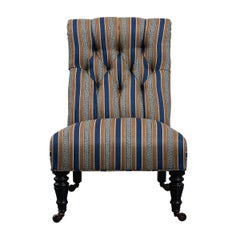 Pair of Napoleon III Slipper Chairs, 1830s, France, Newly Reupholstered Fabric