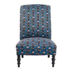 Pair of Napoleon III Slipper Chairs, 1830s, France, Newly Reupholstered Fabric