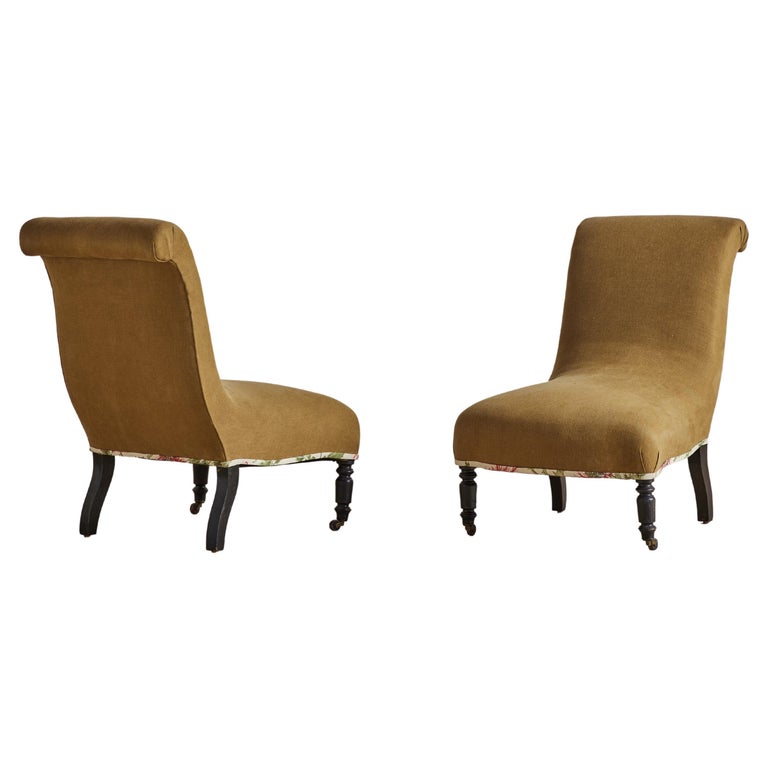 Pair of Napoleon III Slipper Chairs For Sale at 1stDibs