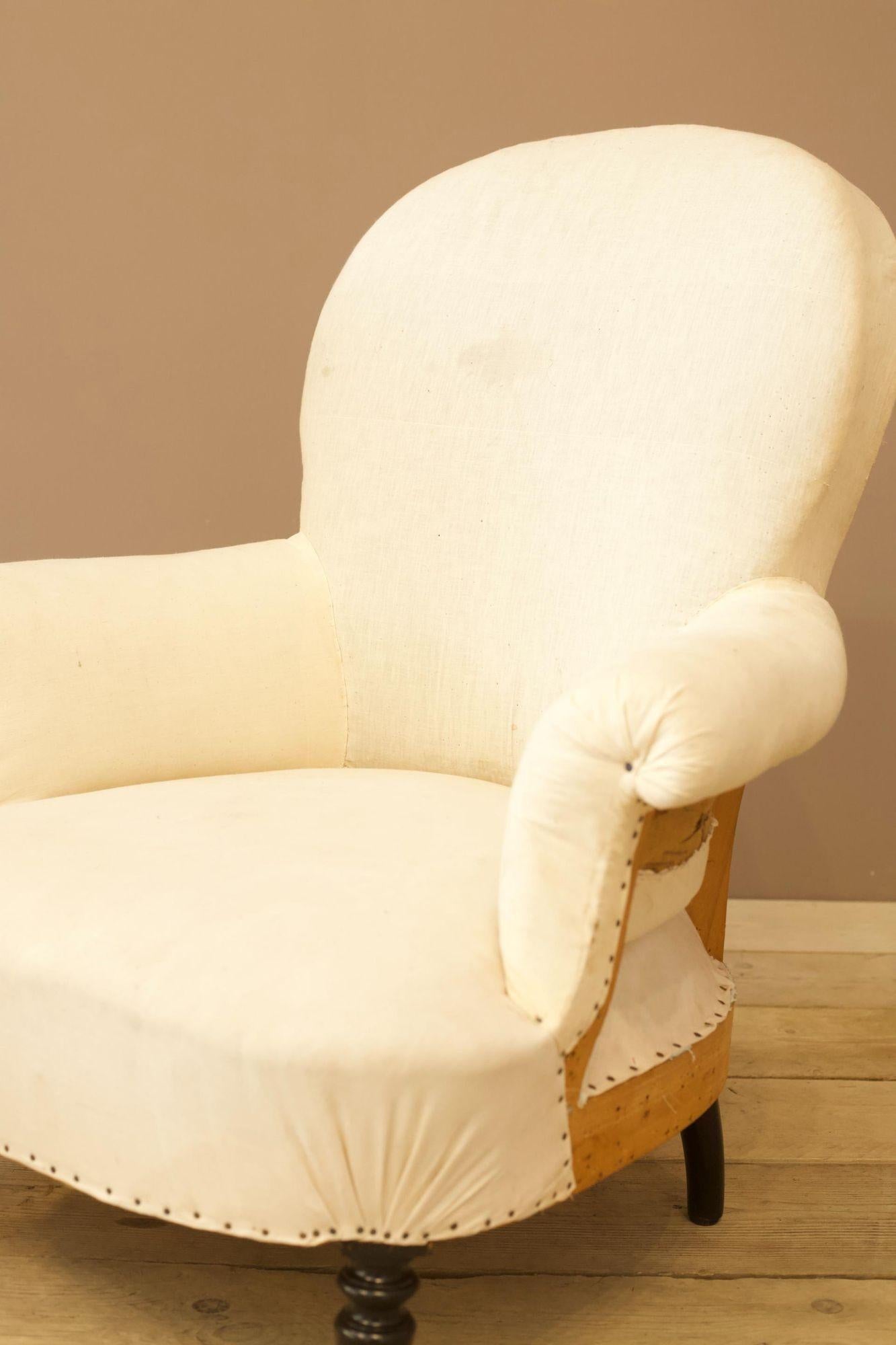 Beech Pair of Napoleon III spoon back armchairs