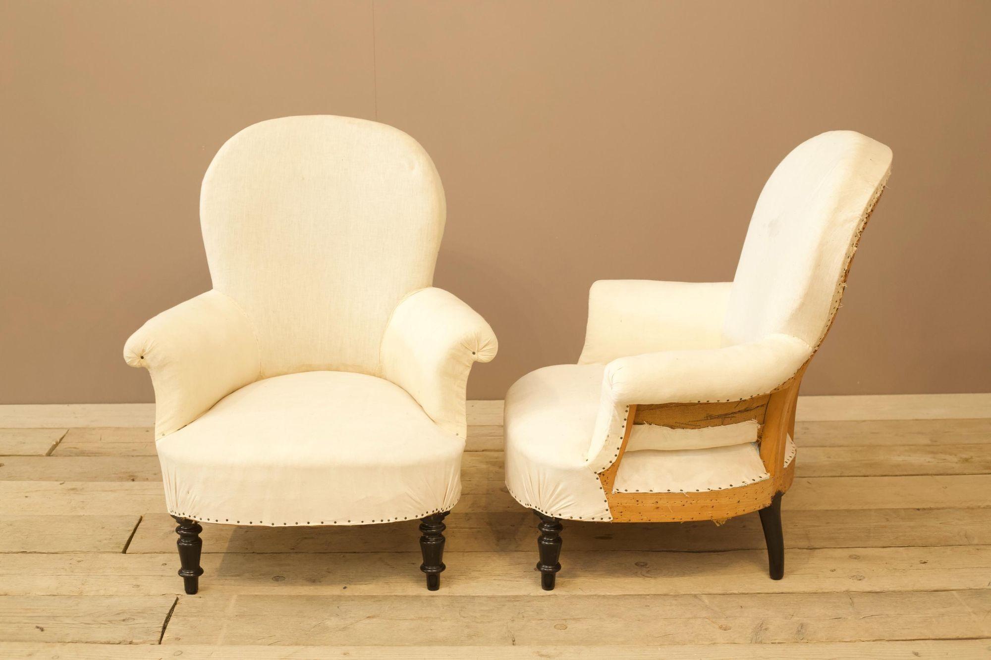 Pair of Napoleon III spoon back armchairs 1