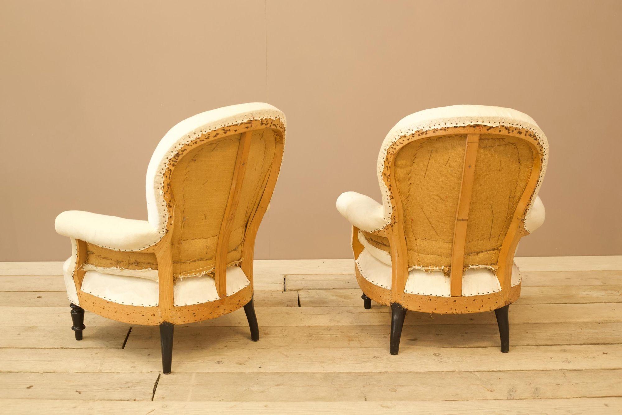 Pair of Napoleon III spoon back armchairs 2
