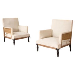 Pair of Napoleon III square armchairs