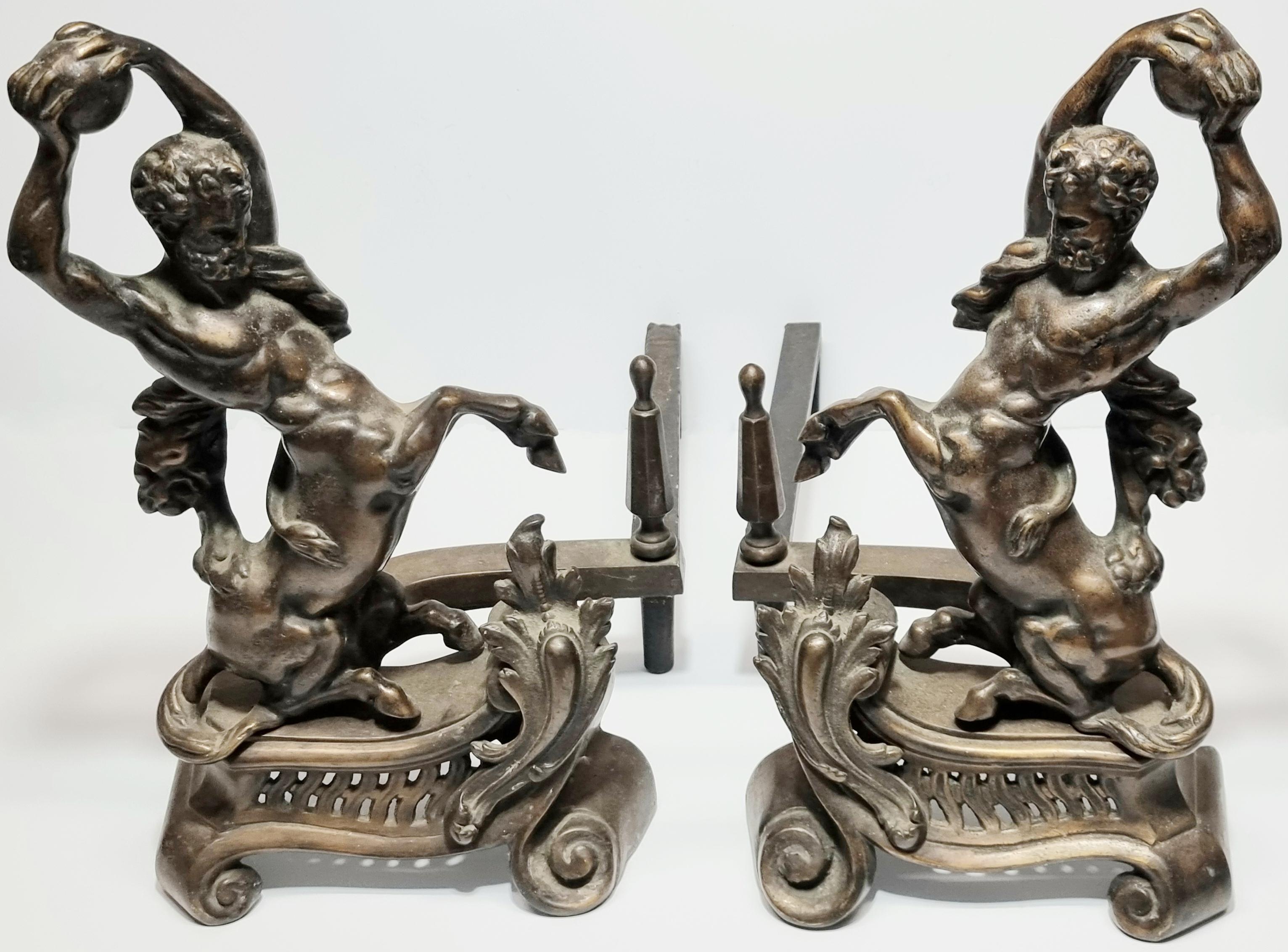 French Pair of Napoleon III Style Centaur Andirons/Chenets 19th/20th Century  For Sale