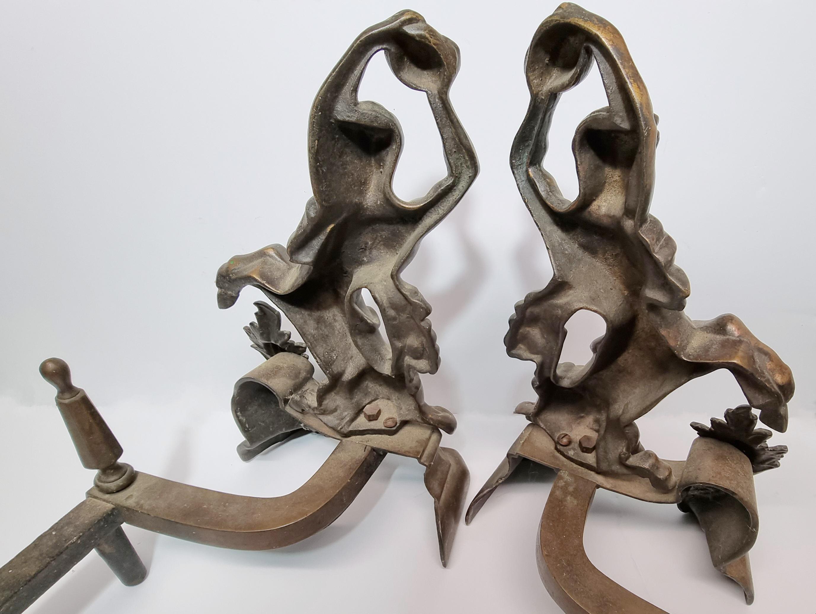 Pair of Napoleon III Style Centaur Andirons/Chenets 19th/20th Century  In Good Condition For Sale In Ottawa, Ontario