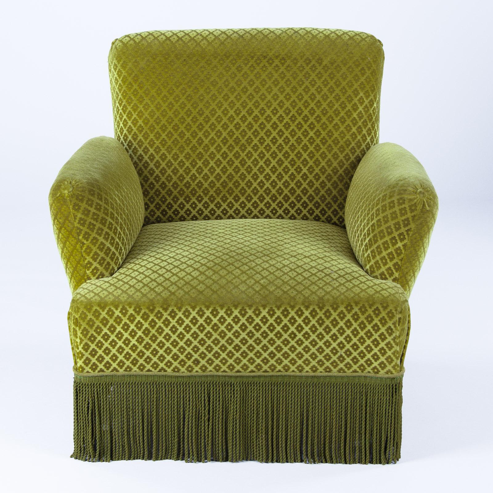 Pair of Napoleon III Style Green Upholstered Armchairs, 1940s 5