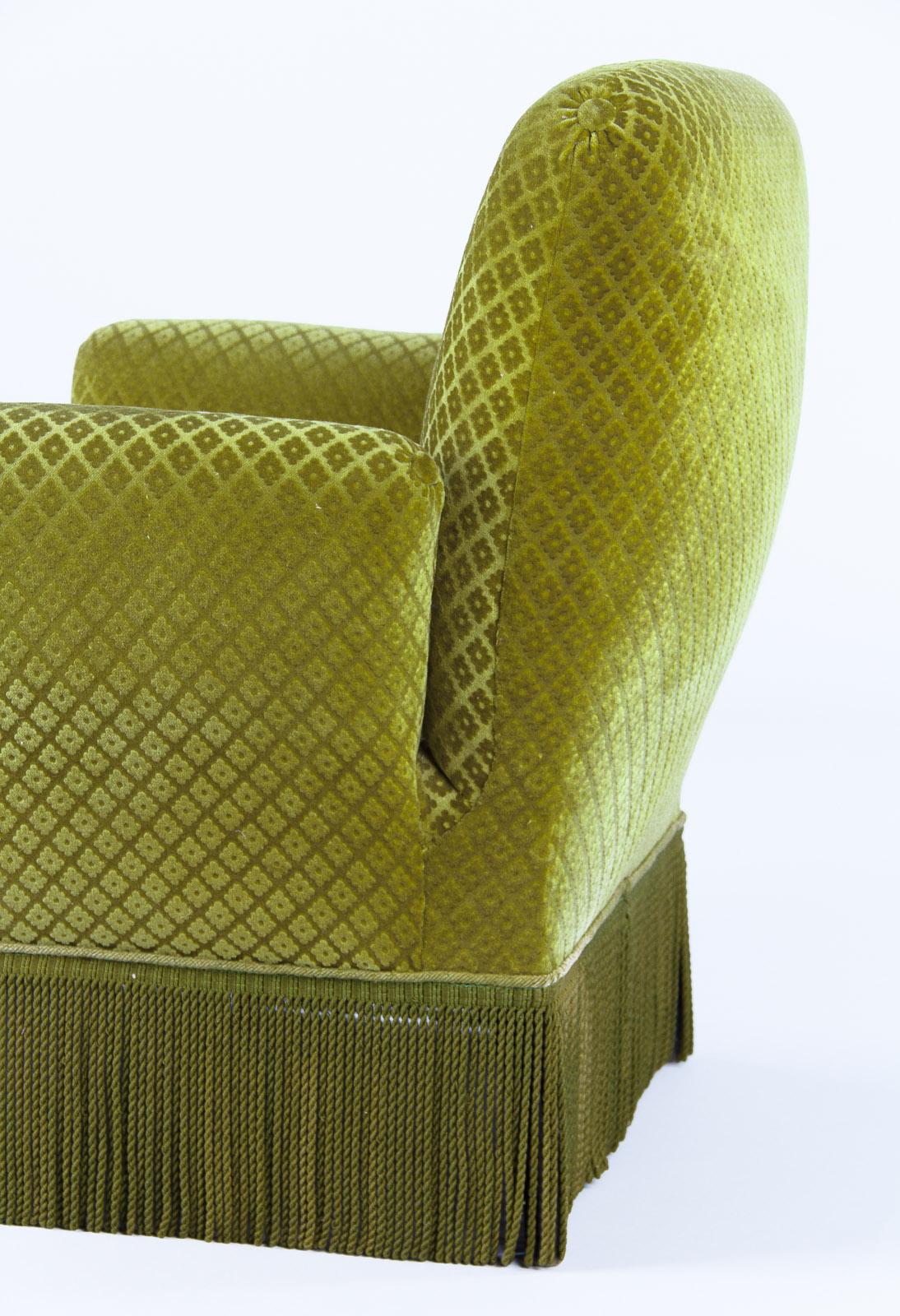 Pair of Napoleon III Style Green Upholstered Armchairs, 1940s 7