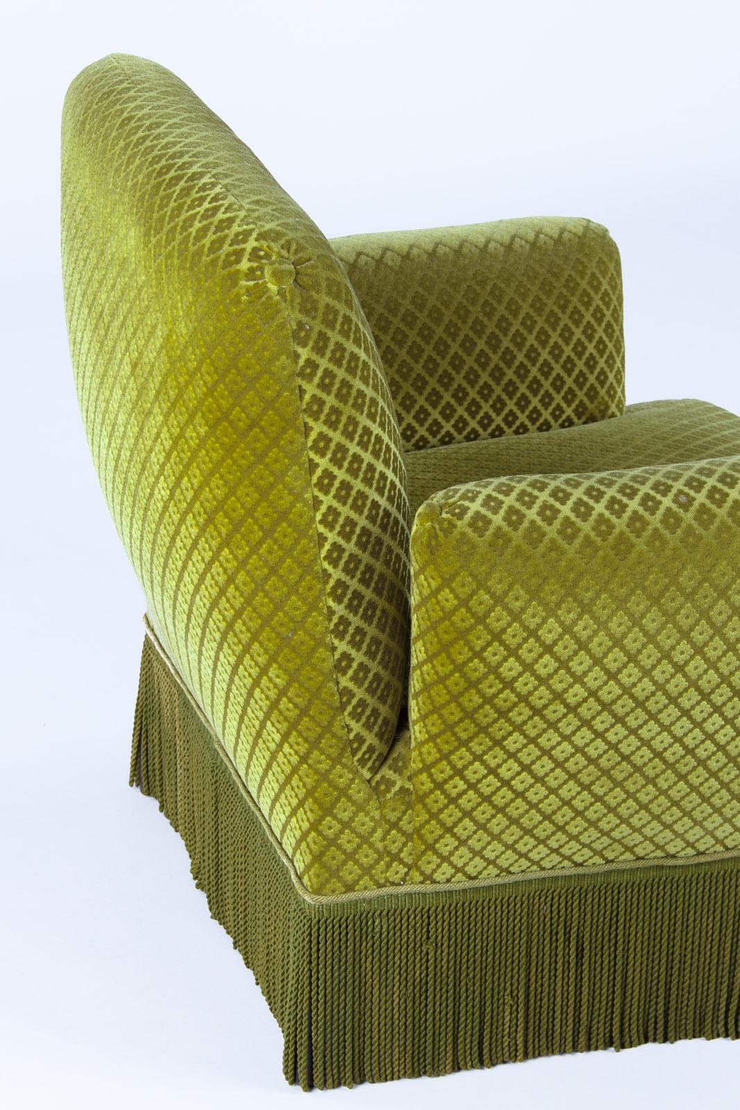 Pair of Napoleon III Style Green Upholstered Armchairs, 1940s 8
