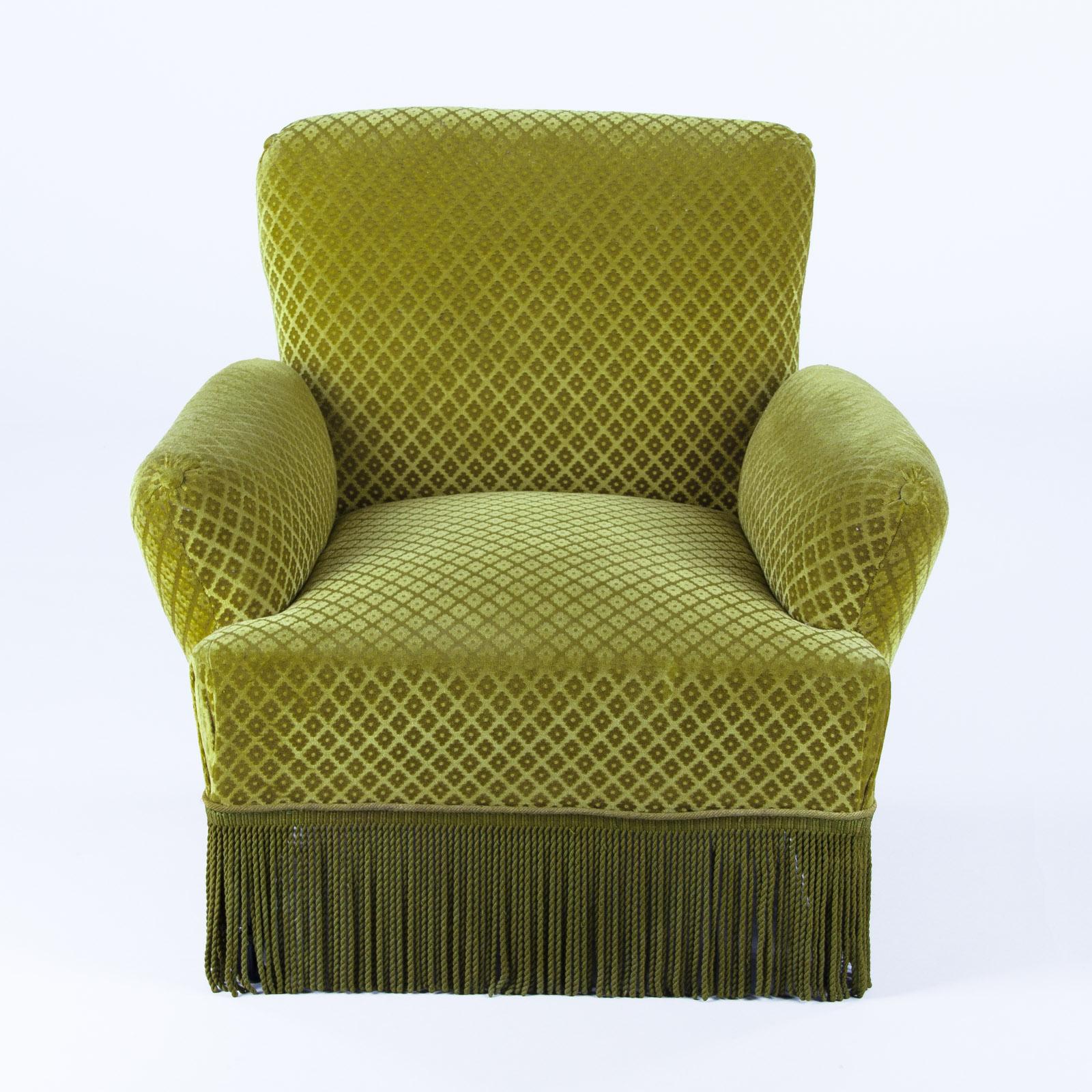 Pair of Napoleon III Style Green Upholstered Armchairs, 1940s 10