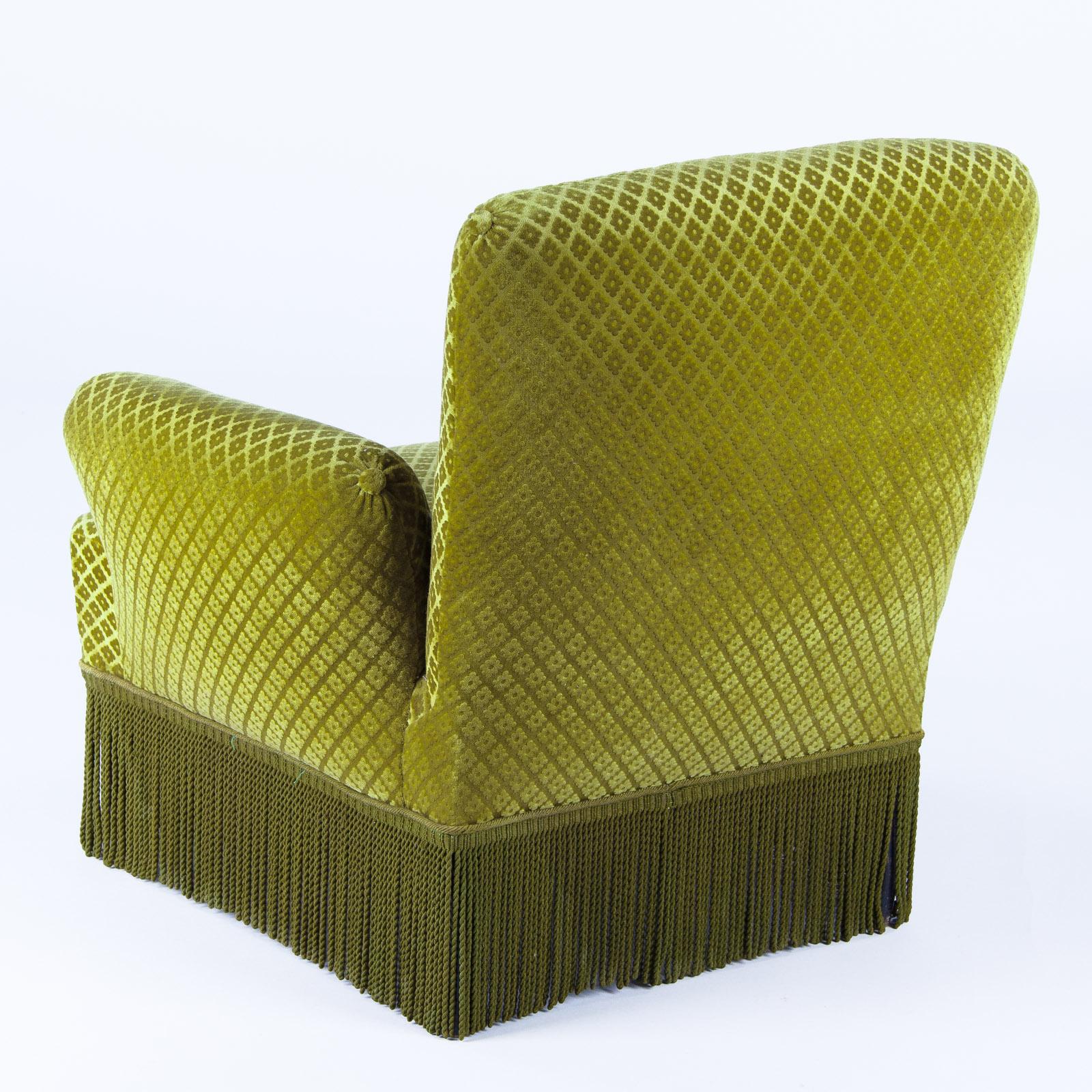 Pair of Napoleon III Style Green Upholstered Armchairs, 1940s 12