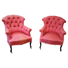 Pair of Napoleon III Upholstered Armchairs