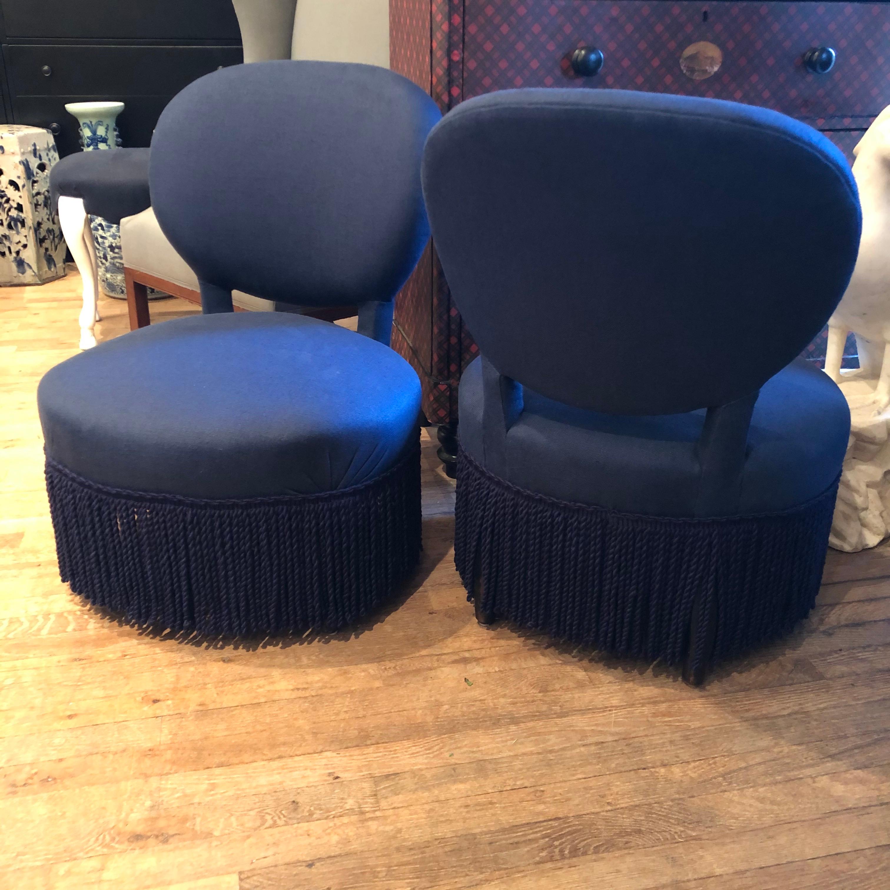 Napoleon III Pair of Napoleon Style Slipper Chairs For Sale