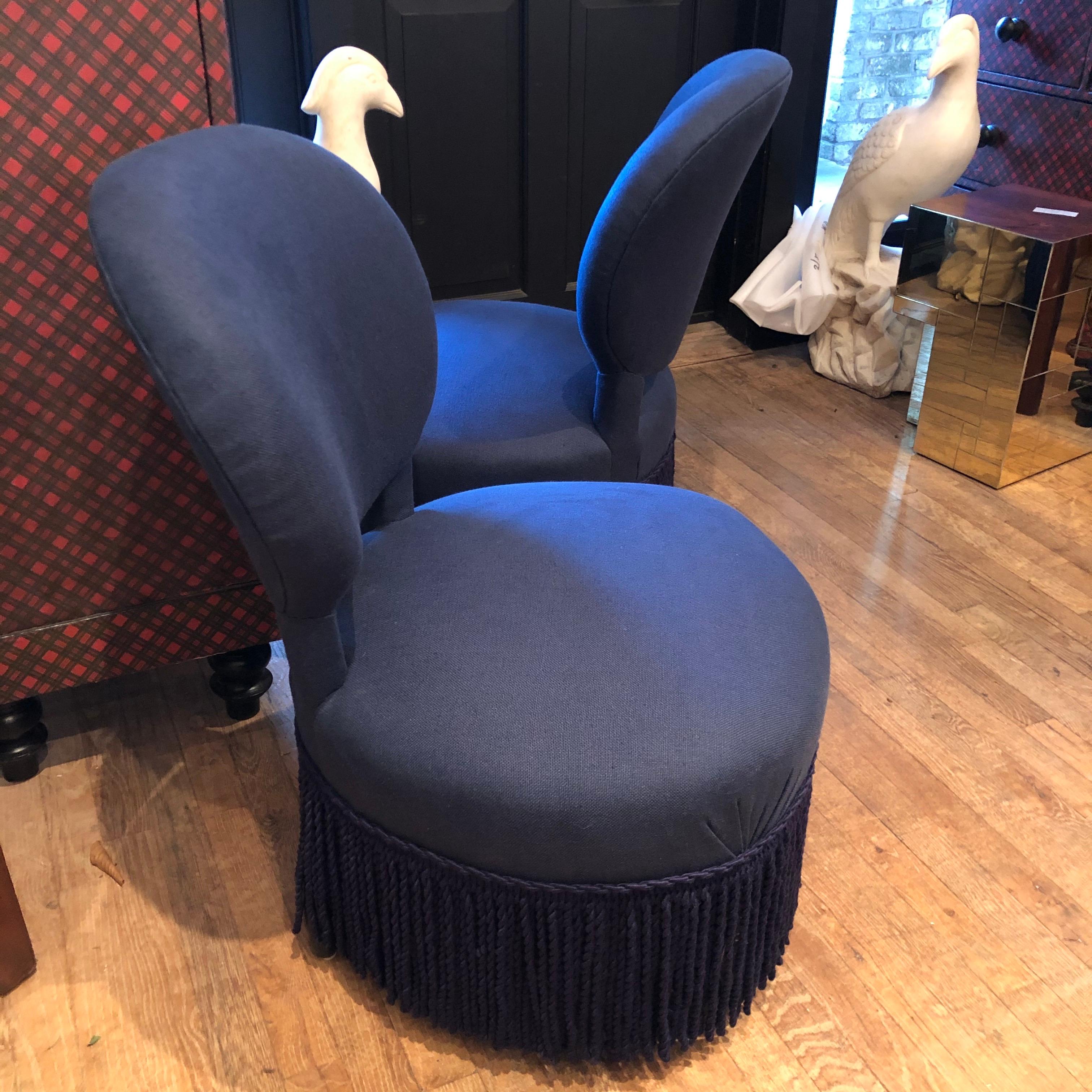 19th Century Pair of Napoleon Style Slipper Chairs For Sale
