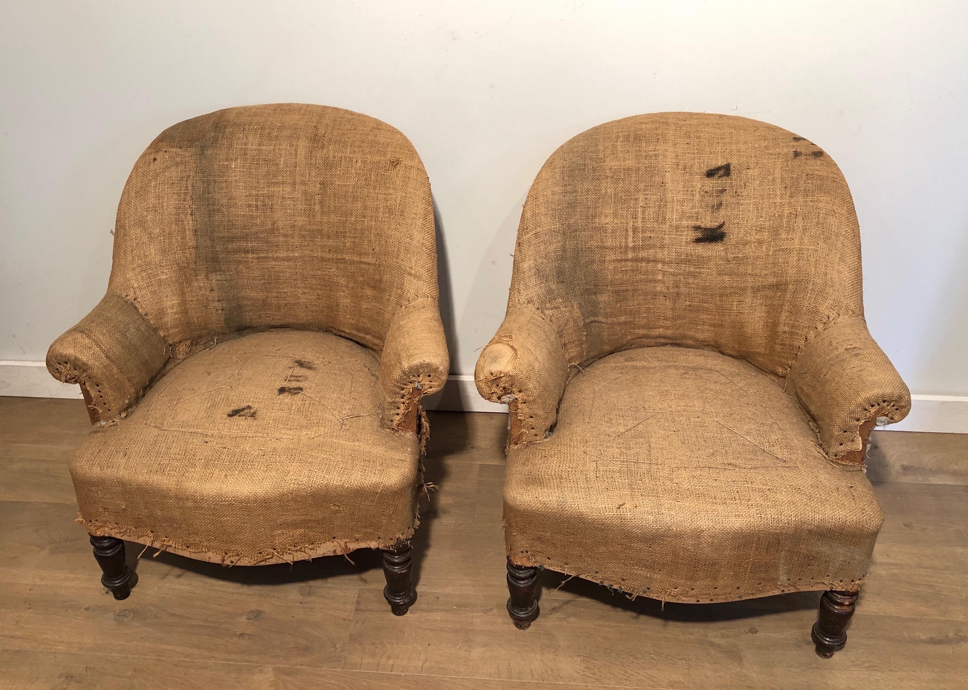 Pair of Napoleon the 3d armchairs. Need to be re-upholstered. French. Circa 1880.