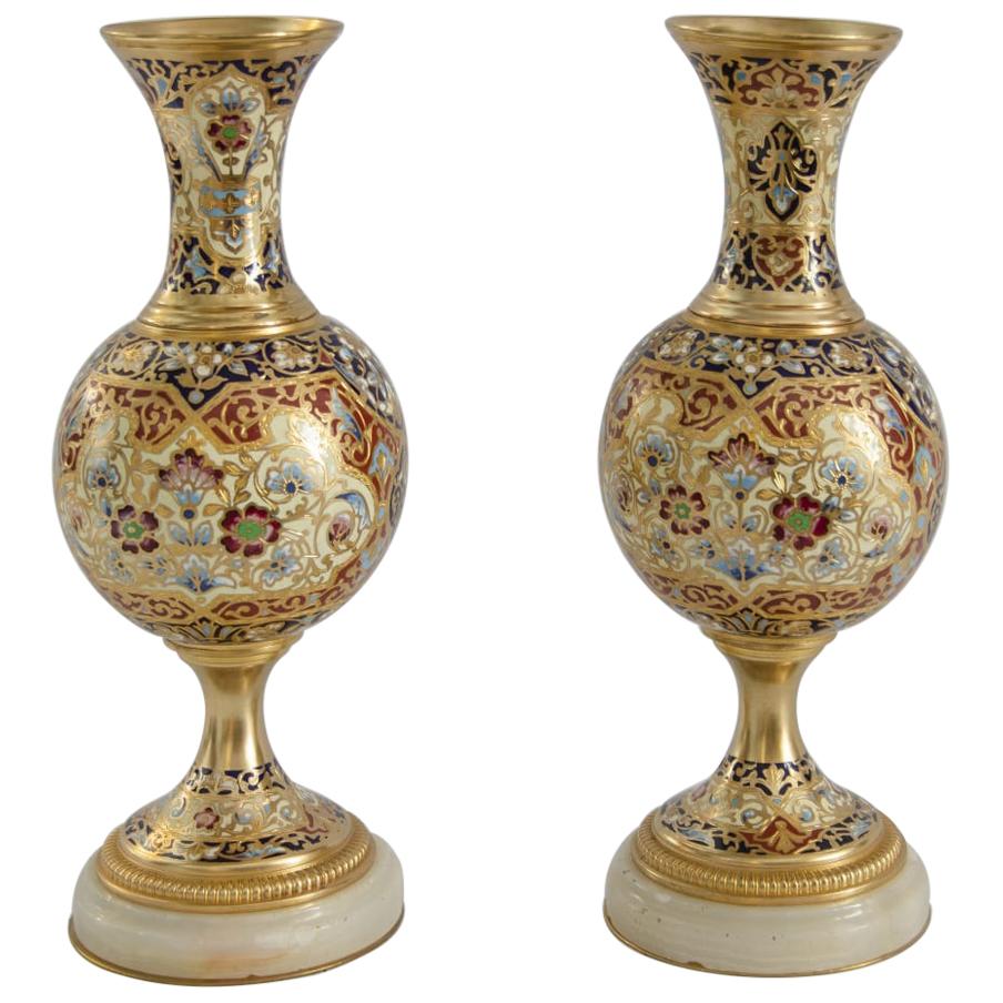 Pair of Napoleon Third Style Vases For Sale