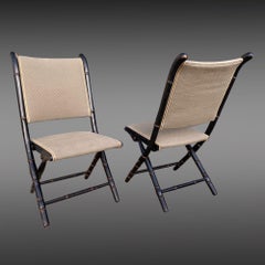 Pair Of Napoleon Three Folding Armchairs bamboo