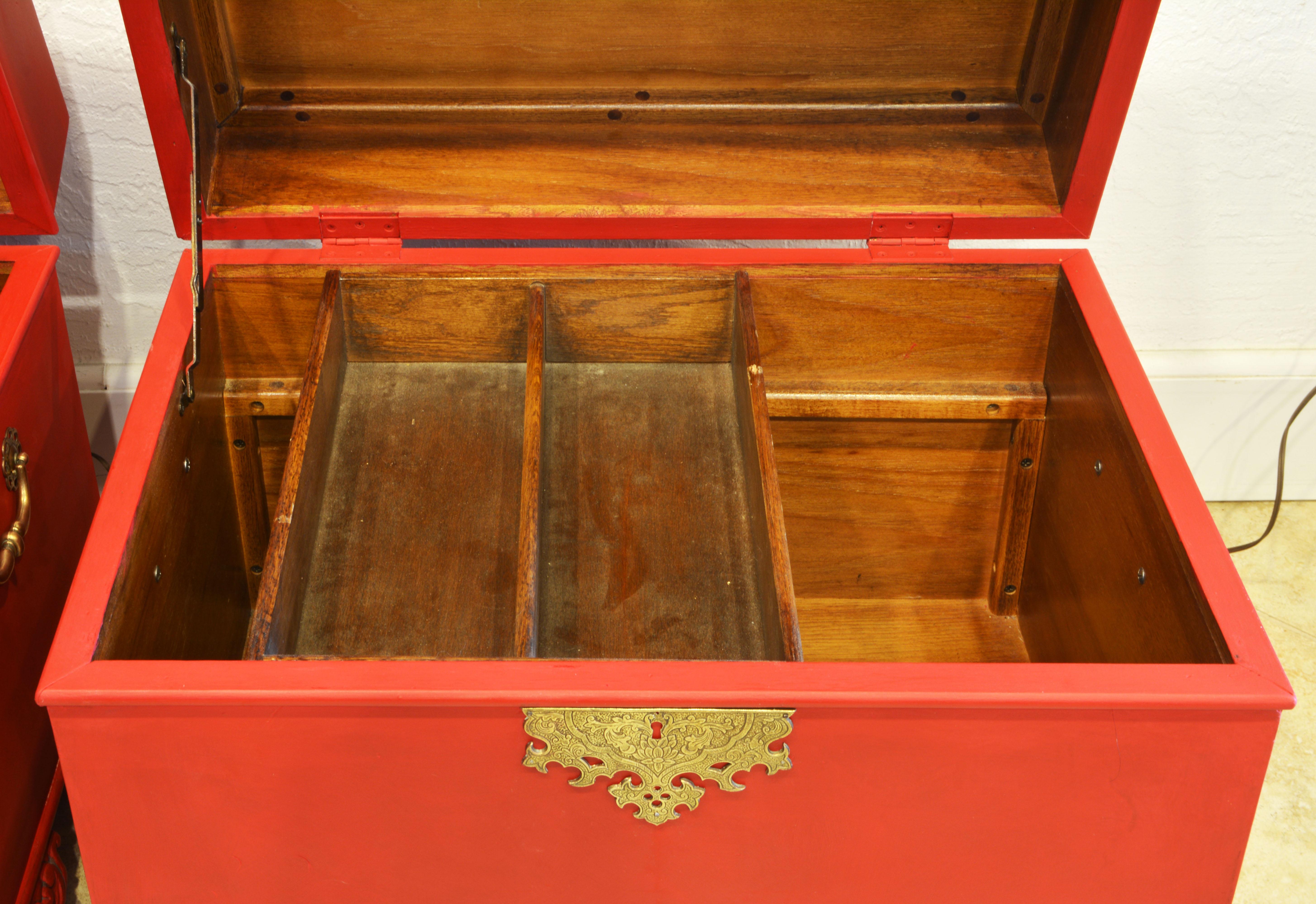 Pair of Narra/ Baul Style Mid 20th Cent. Lacquered Footed Chest or Side Tables For Sale 6