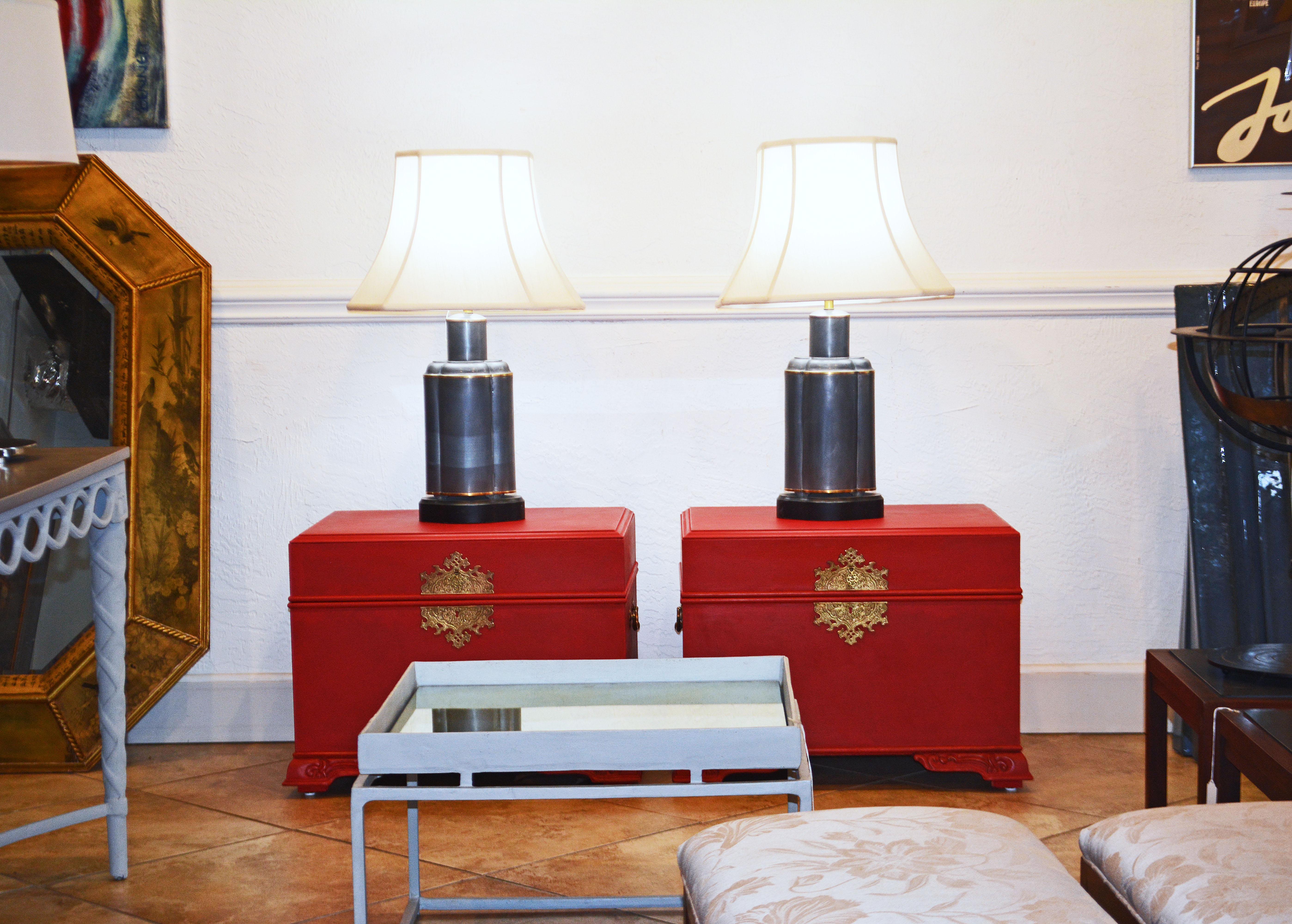 Pair of Narra/ Baul Style Mid 20th Cent. Lacquered Footed Chest or Side Tables For Sale 8