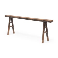 Pair of Narrow Chinese Splayed Leg Benches, 19th Century