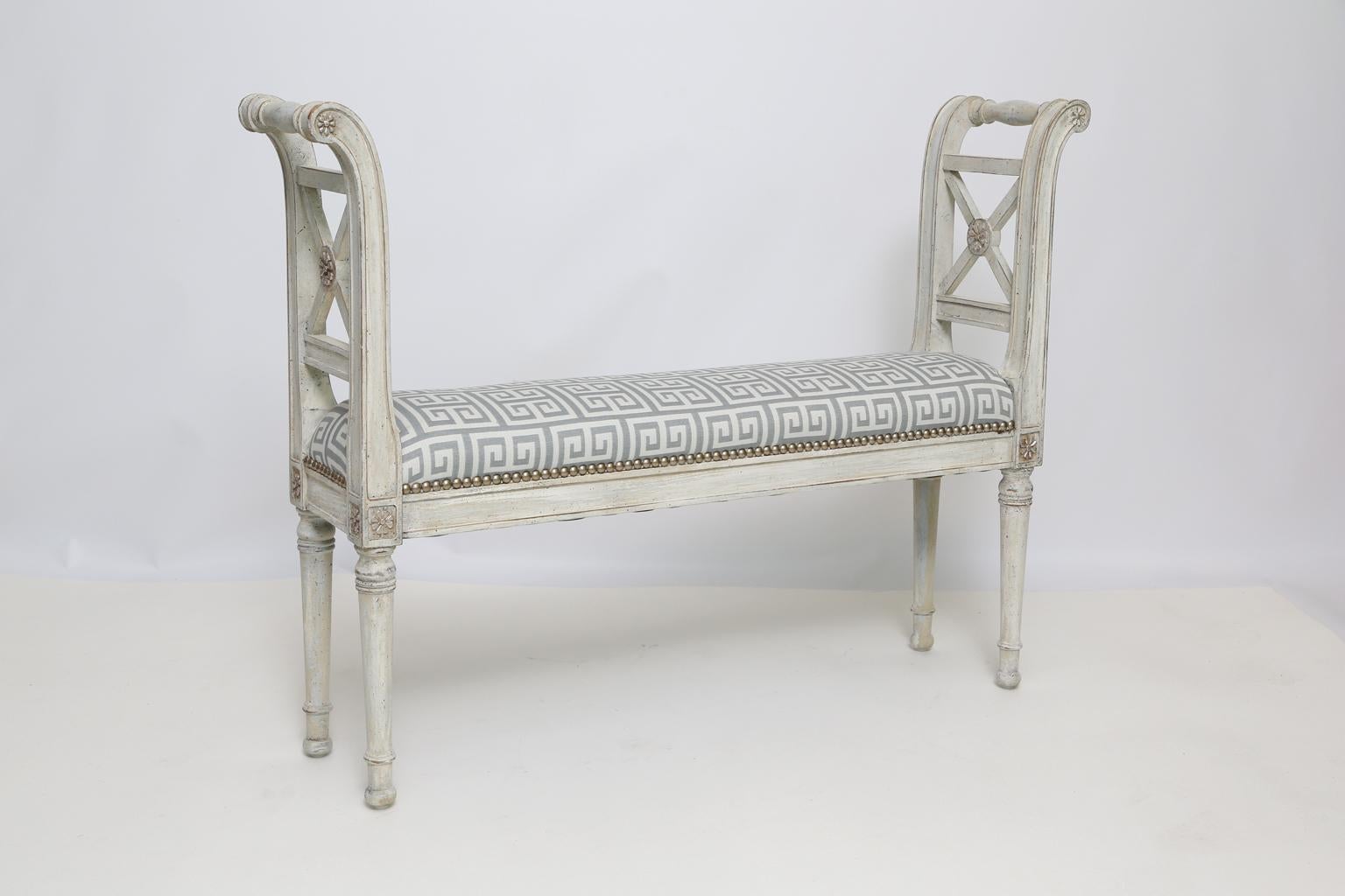 Narrow, Directoire Style, Painted Window Seat 1