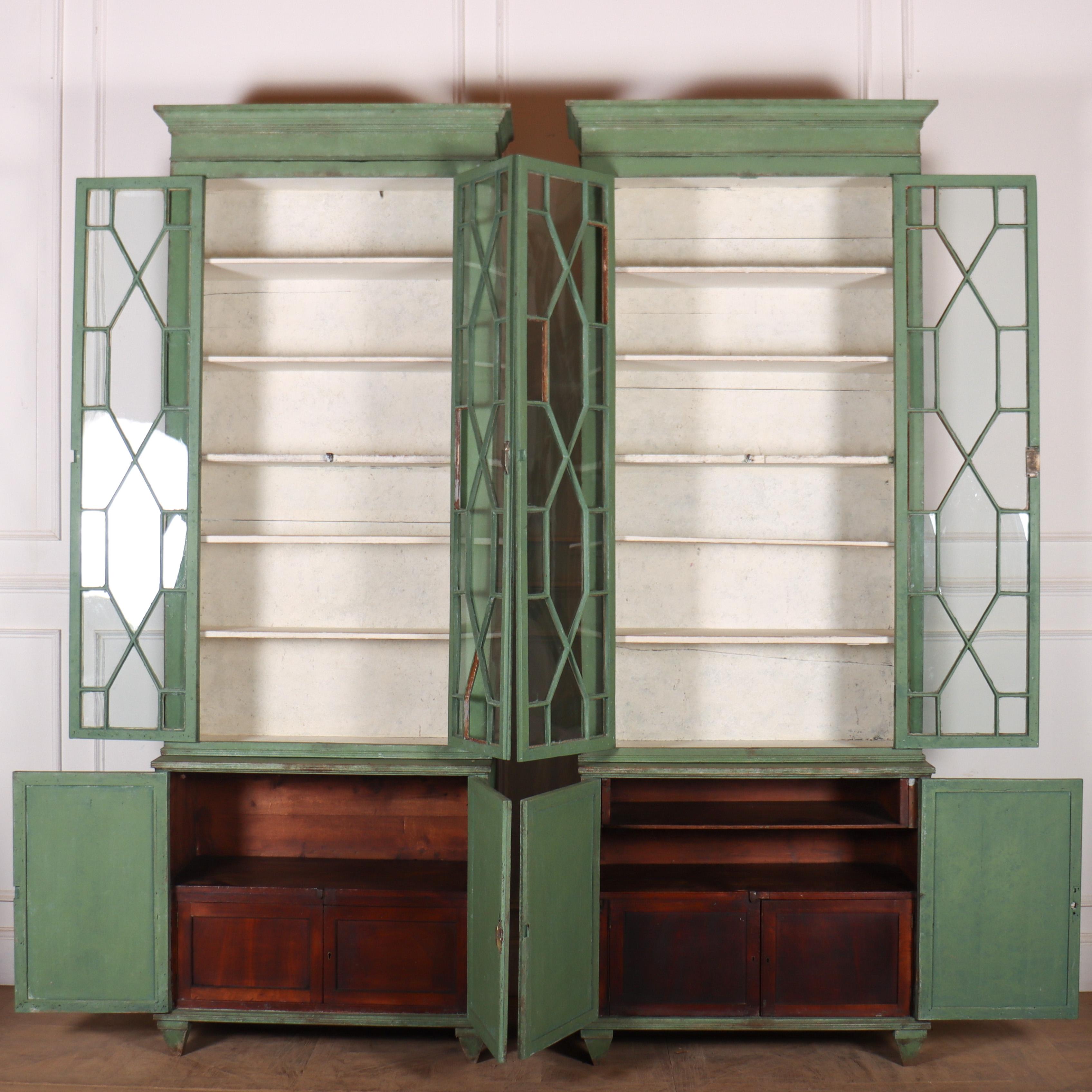19th Century Pair of Narrow Painted Bookcases For Sale