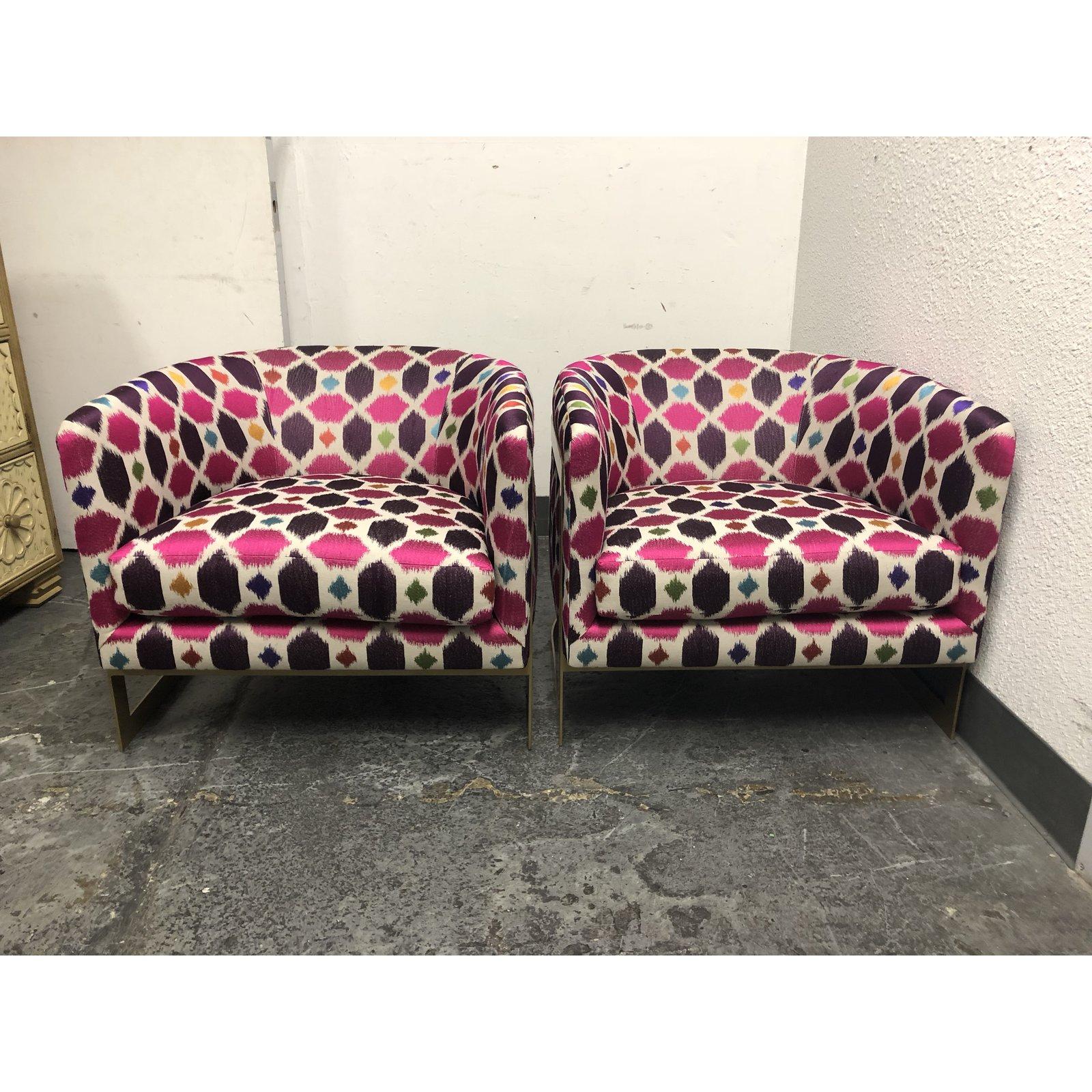Pair of Nathan Anthony Korz Chair by Tina Nicole and Kravet Fabric For Sale 1