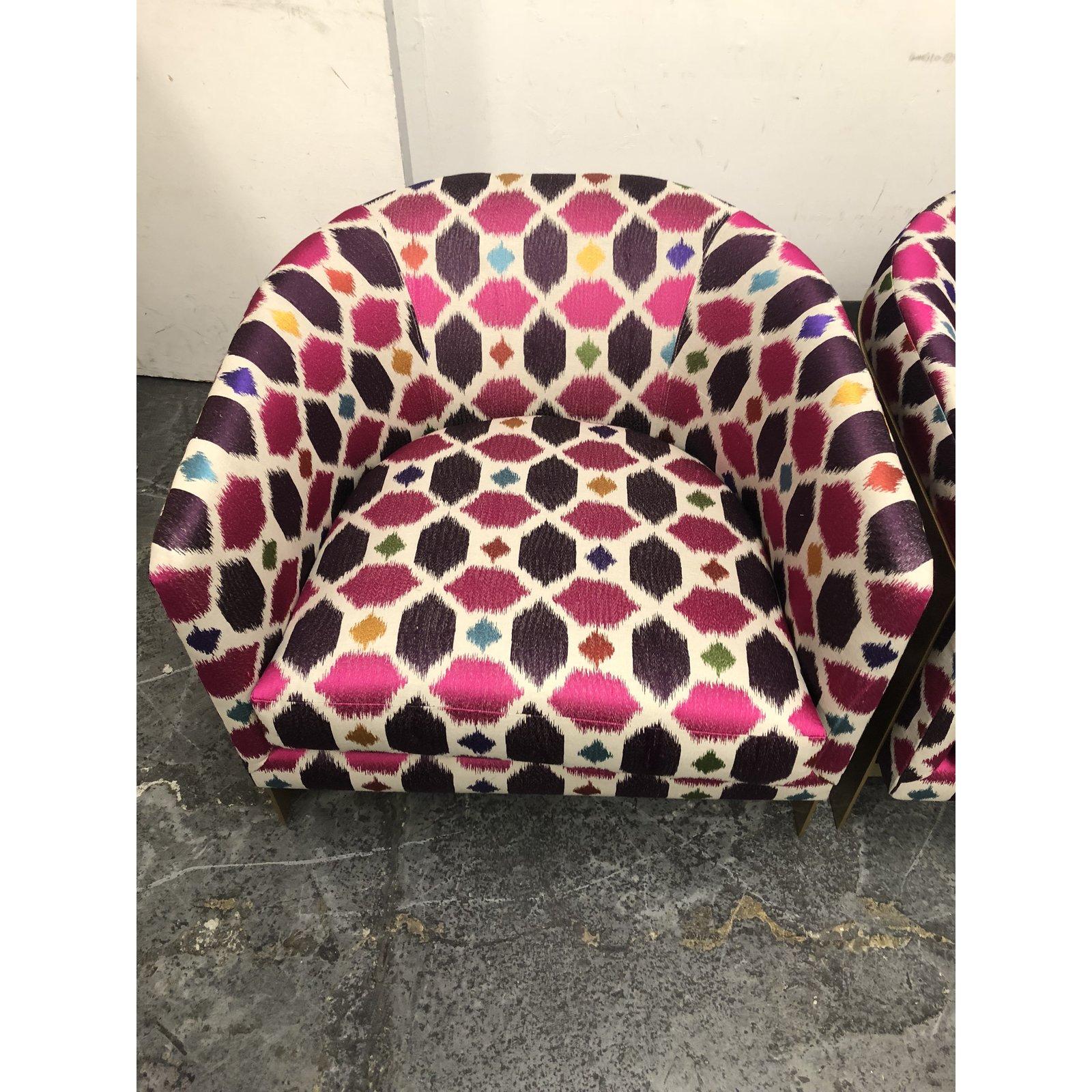 Pair of Nathan Anthony Korz Chair by Tina Nicole and Kravet Fabric im Angebot 2