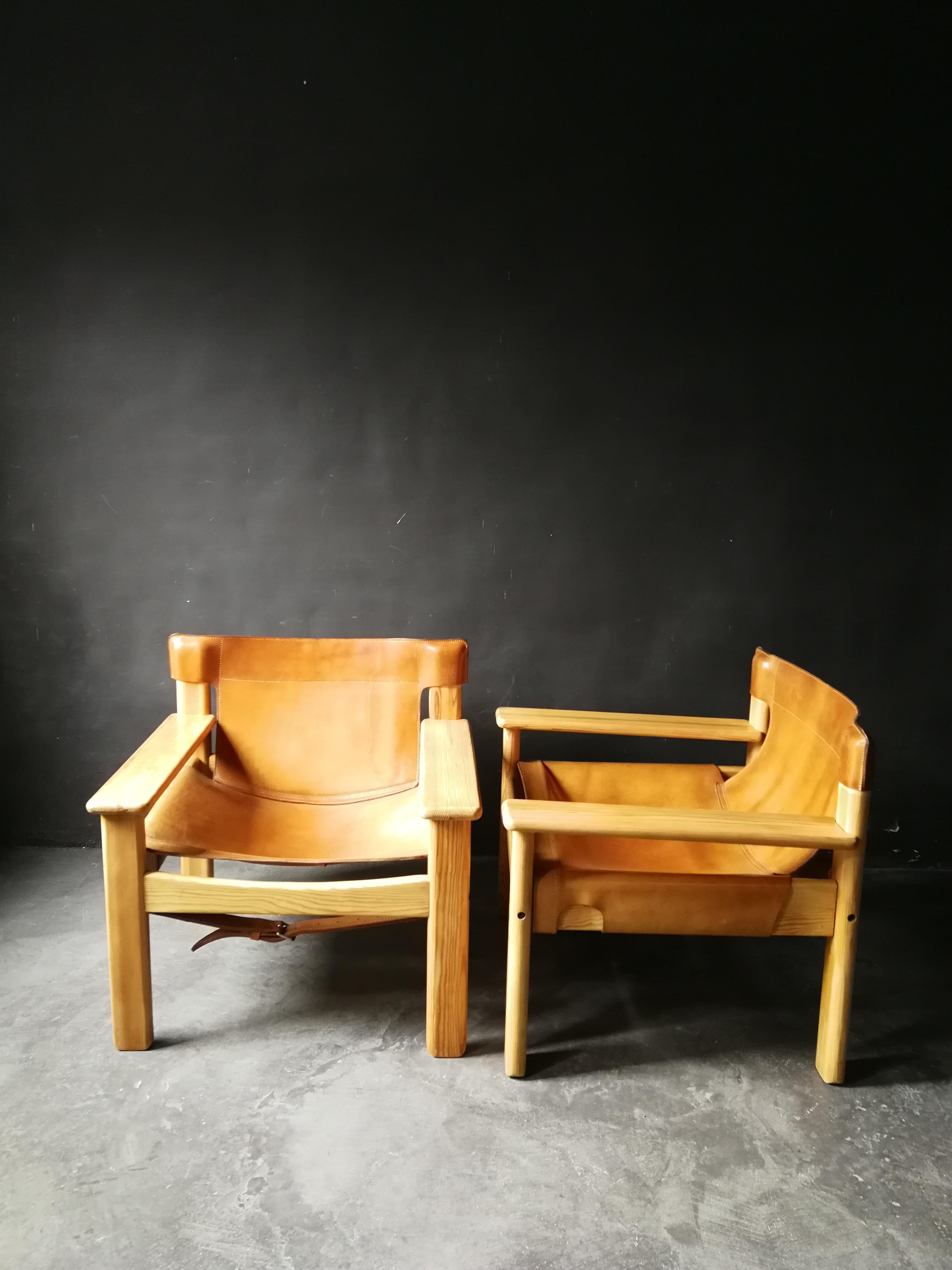 Mid-Century Modern Pair of Natura Safari Lounge Chairs by Karin Mobring, 1970s