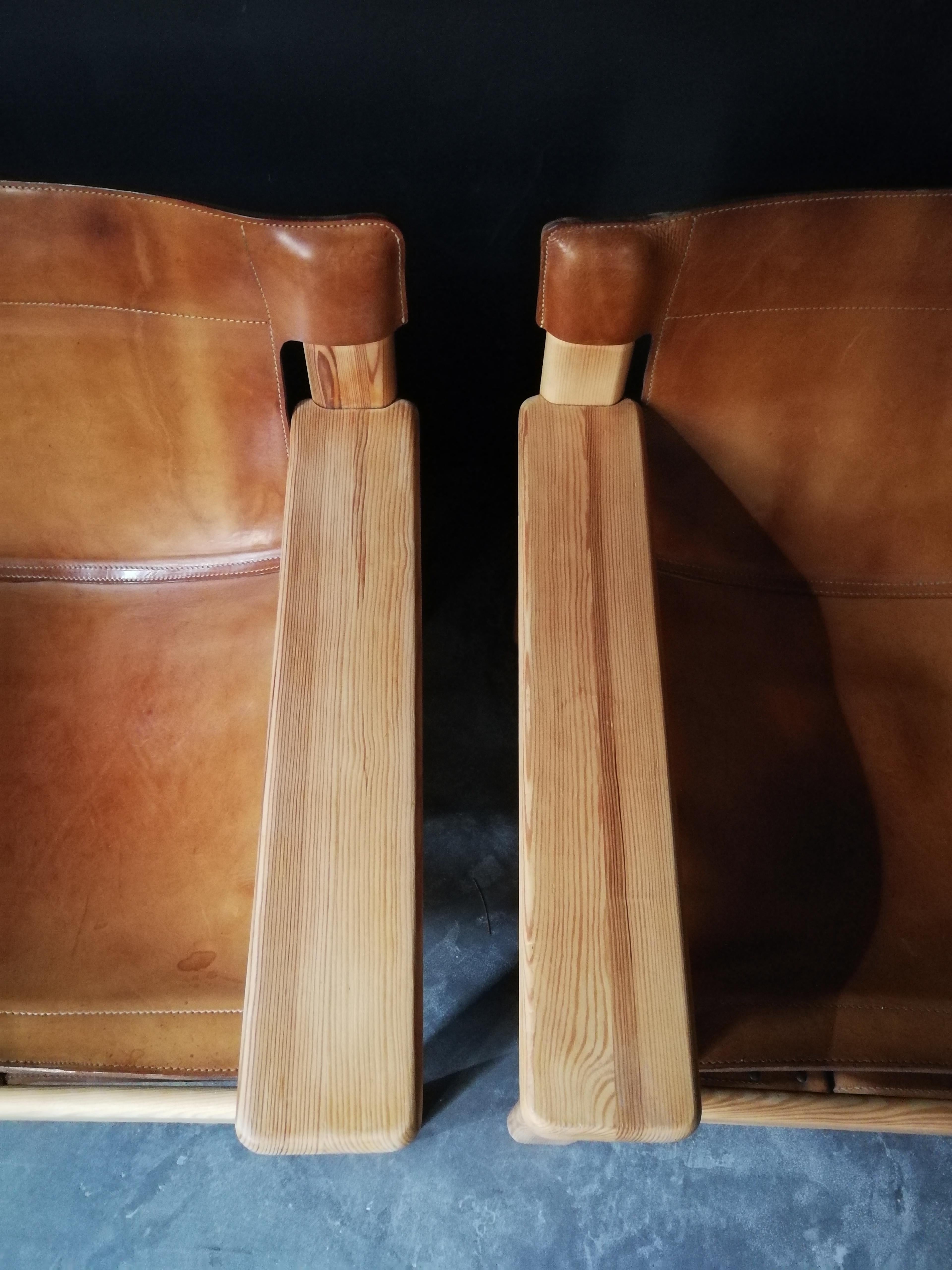 Leather Pair of Natura Safari Lounge Chairs by Karin Mobring, 1970s
