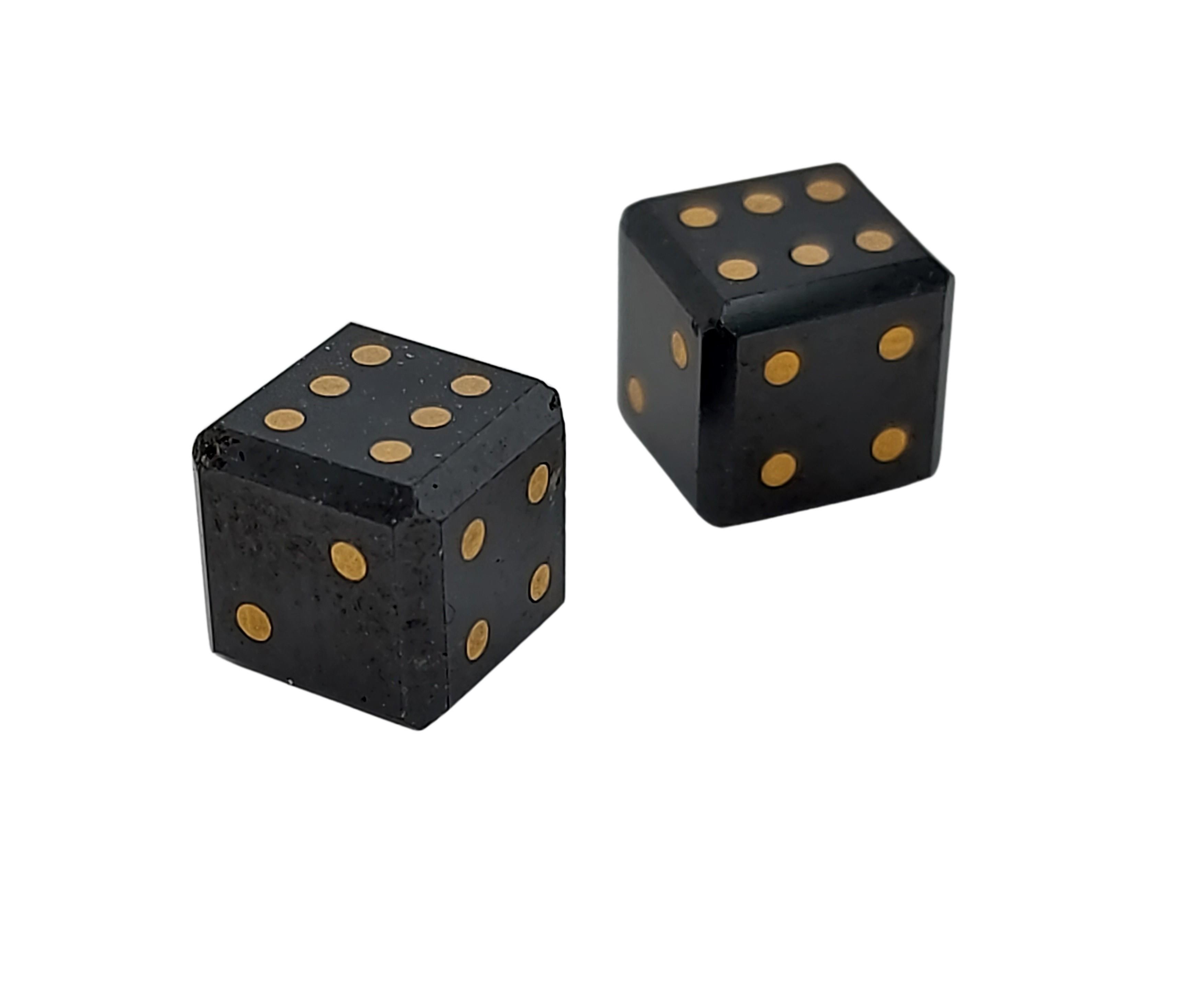 Artisan Paire de cubes/de glaces en diamants noirs naturels de 15,4 carats avec incrustation en or en vente