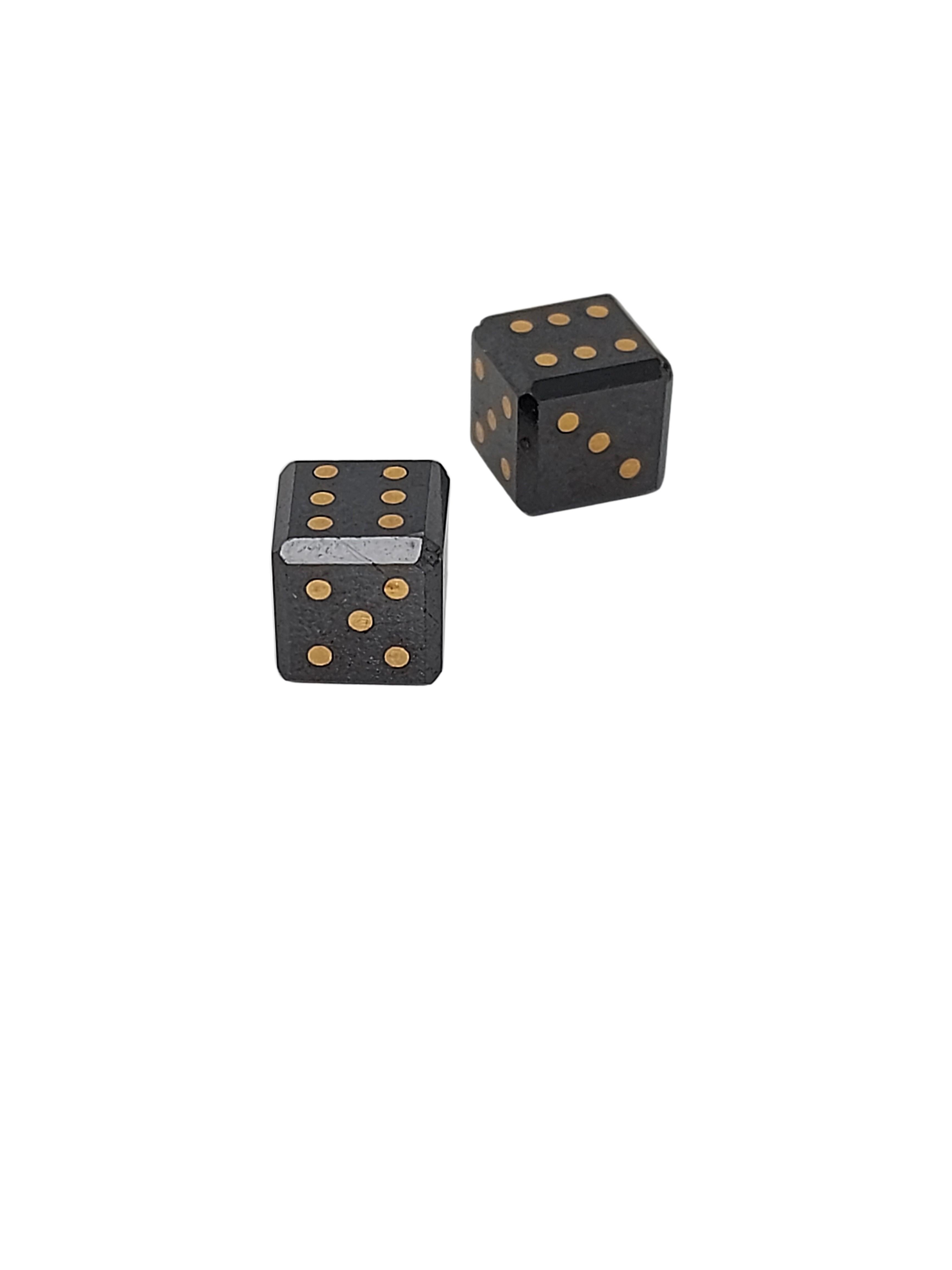 Taille carrée Paire de cubes/de glaces en diamants noirs naturels de 15,4 carats avec incrustation en or en vente