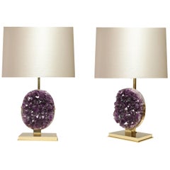 Pair of Natural Amethyst Lamps by Phoenix