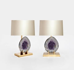 Paire de lampes en améthyste naturelle