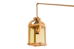 Pair of Natural Beech Lanterns, 1950s