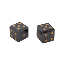 Pair of Natural Black Diamond 12, 7 Ct. Cubes/Dices with Gold Inlay