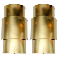 Pair of Natural Brass Wall Sconces