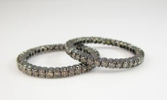 Pair of Natural Brown Diamond 14 Karat Black Rhodium Eternity Bands