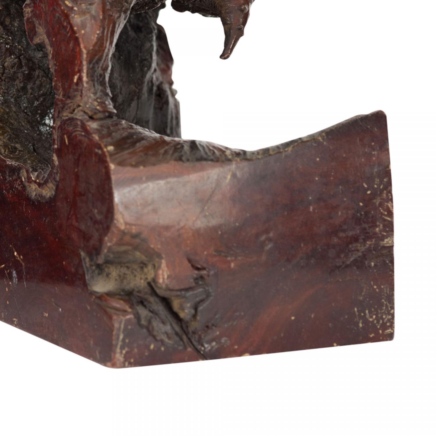 Par de Sujetalibros de Madera de Burl Natural Moderno en venta