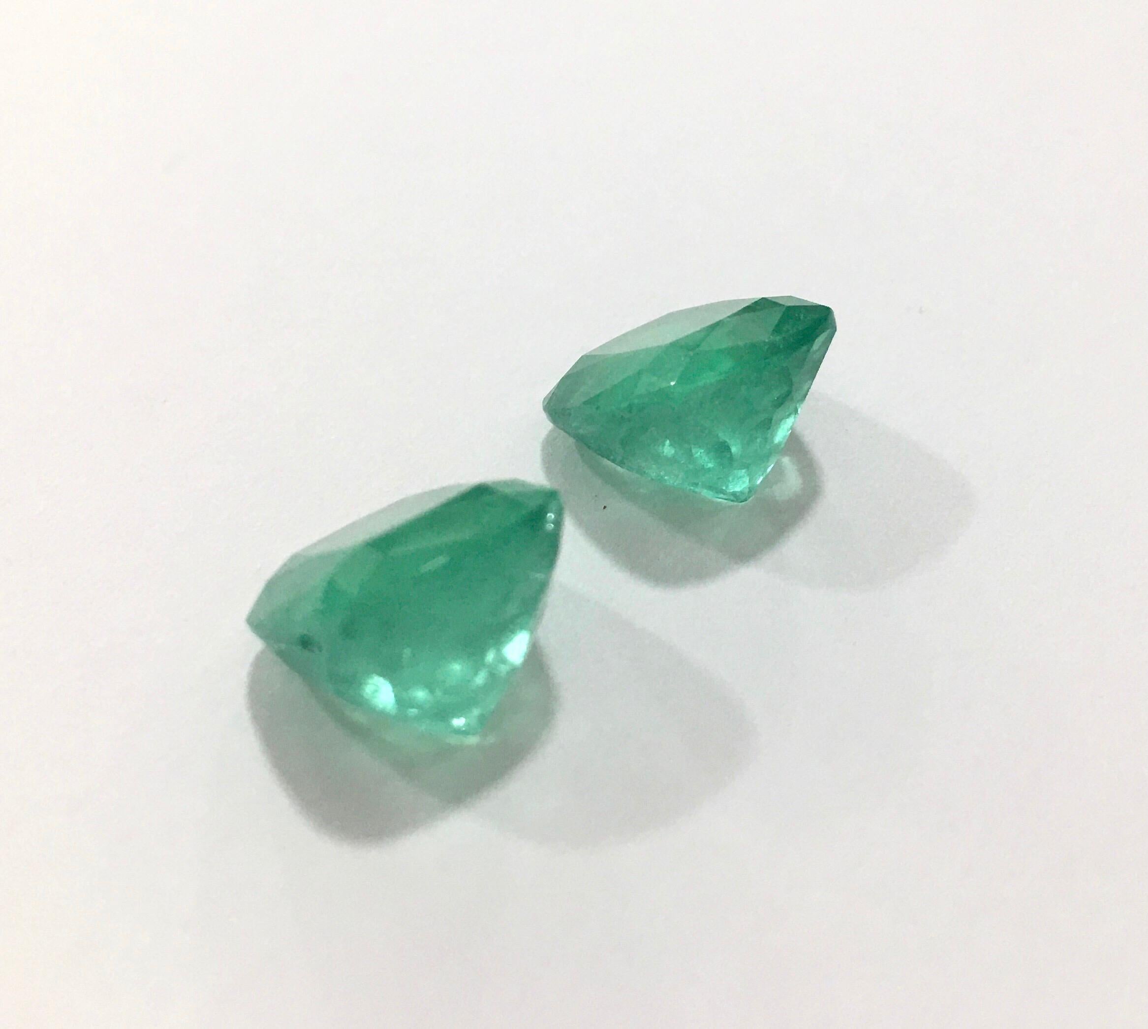 Contemporary Natural Cushion Colombian Emeralds 11.63 Carats Pair or Individual 