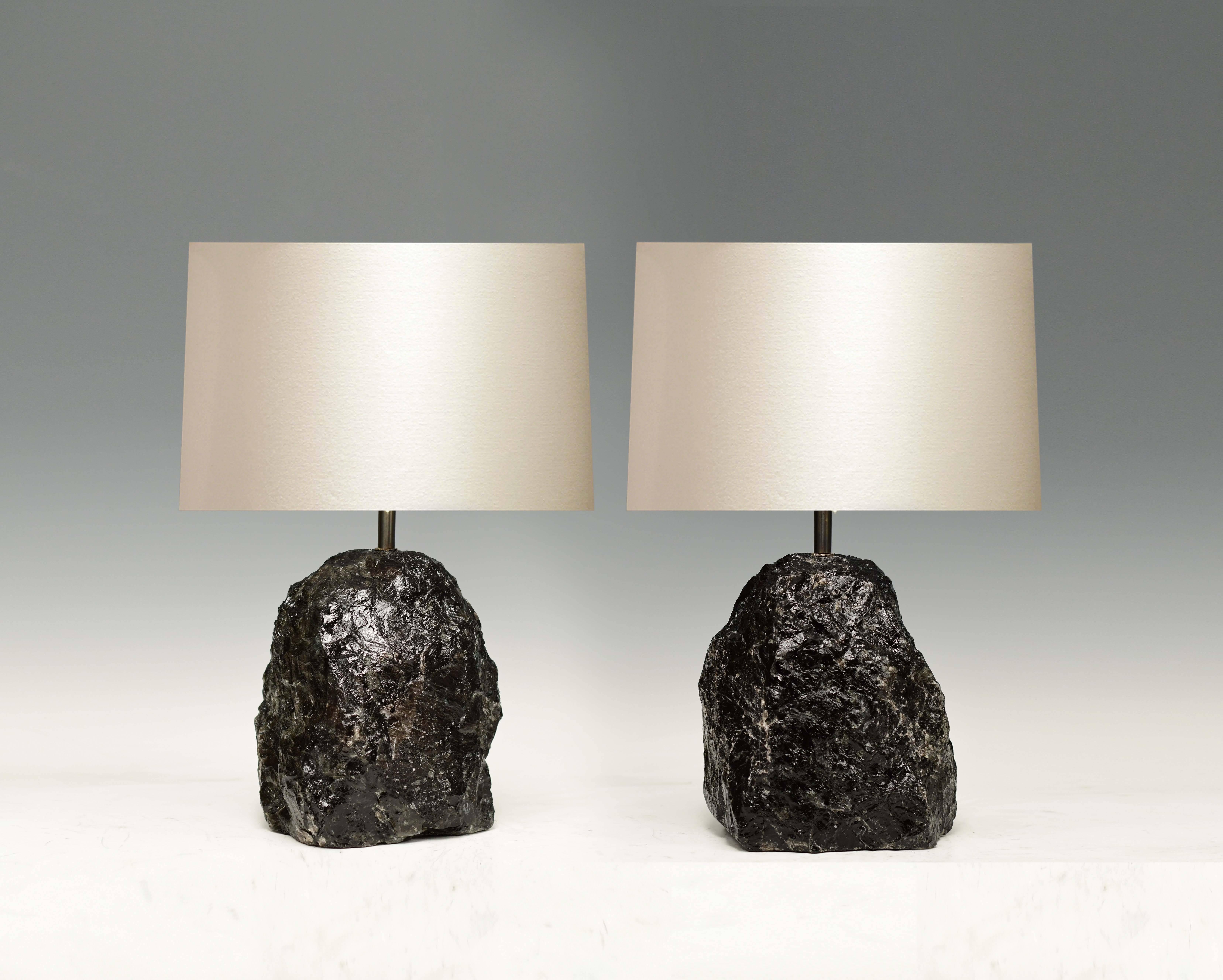Pair Of Natural Dark Rock Crystal Lamps For At 1stdibs