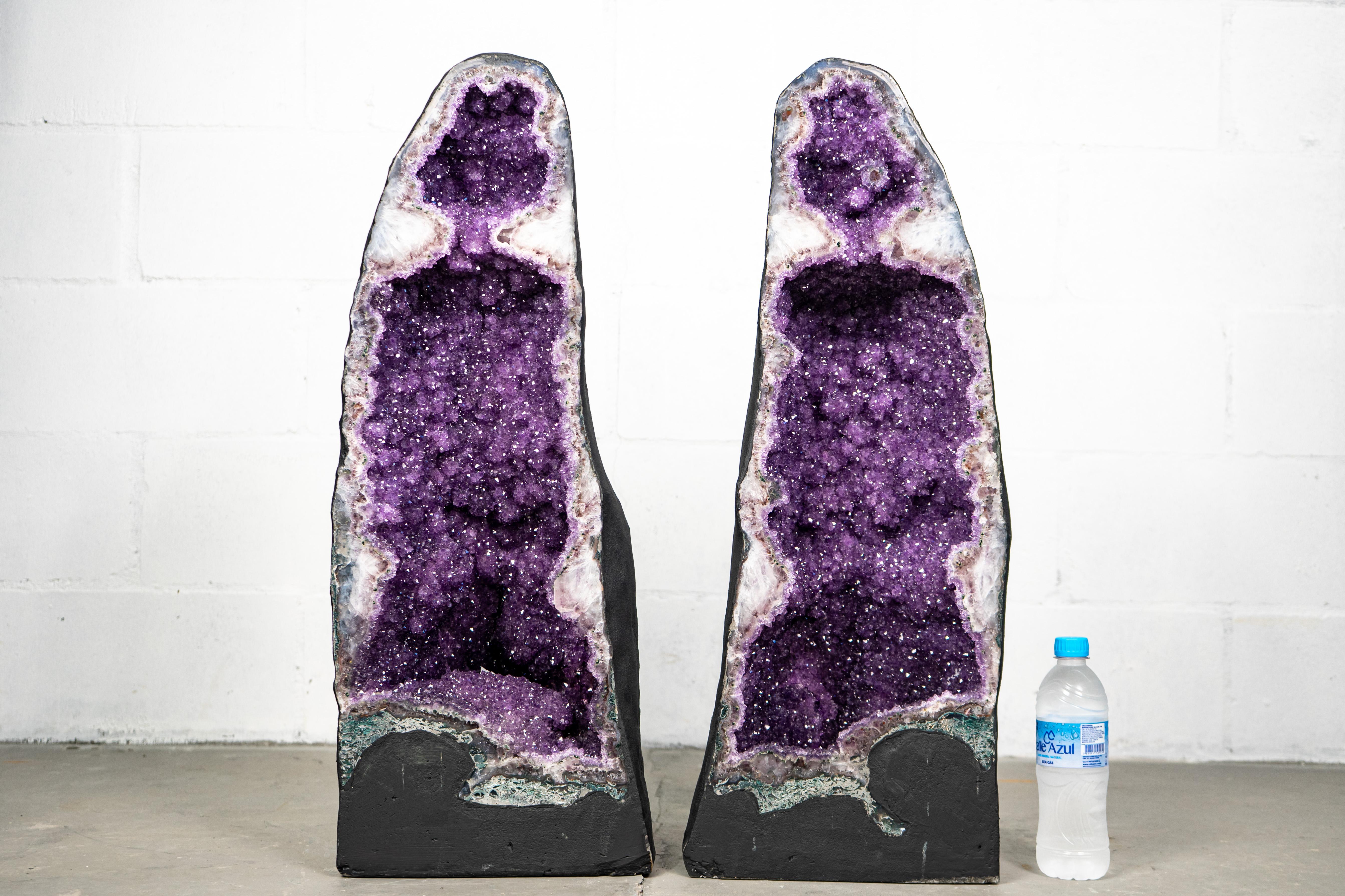 Paar natürliche Galaxy lila Amethyst Geoden im Angebot 4