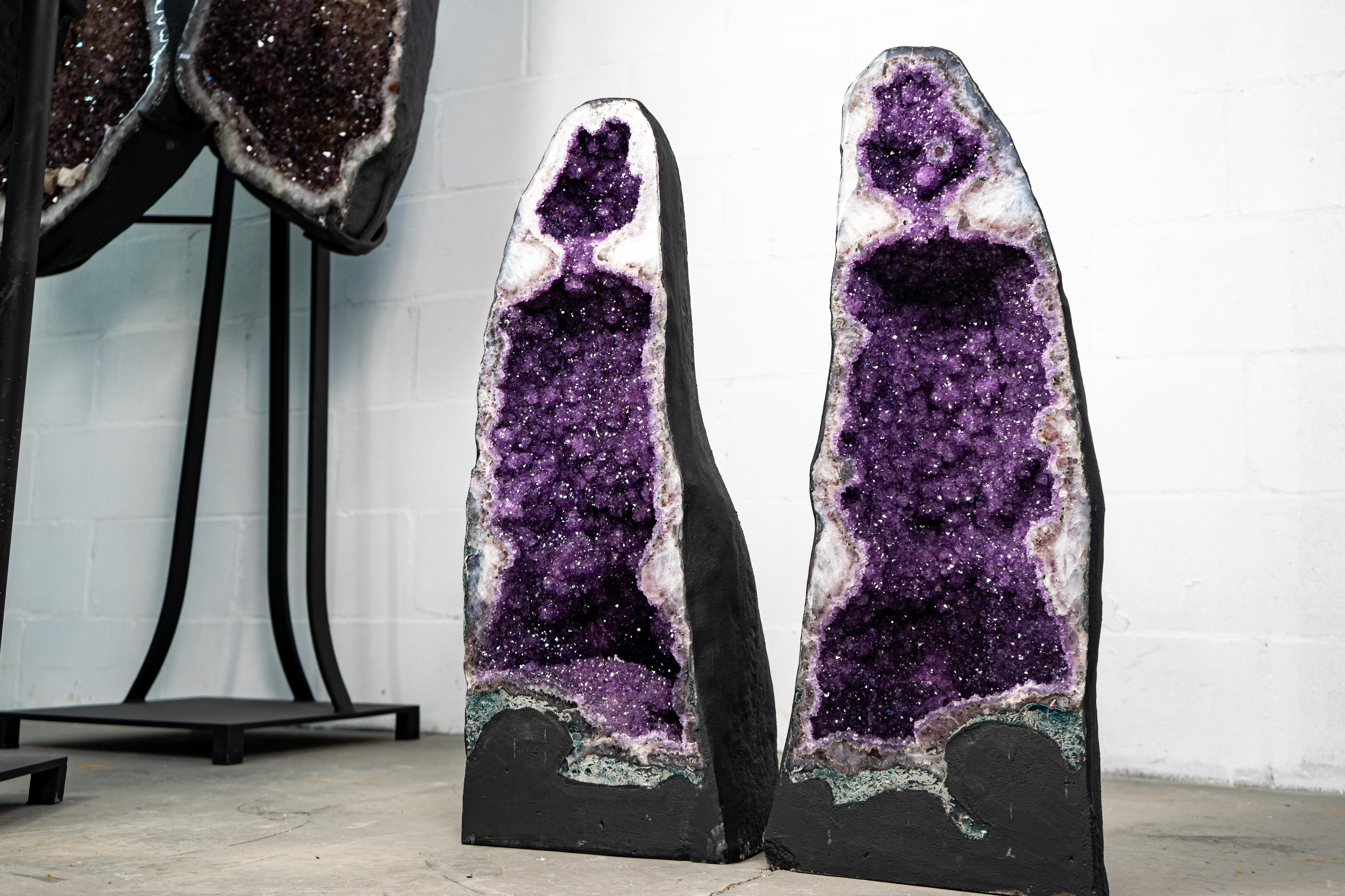 Paar natürliche Galaxy lila Amethyst Geoden im Angebot 2