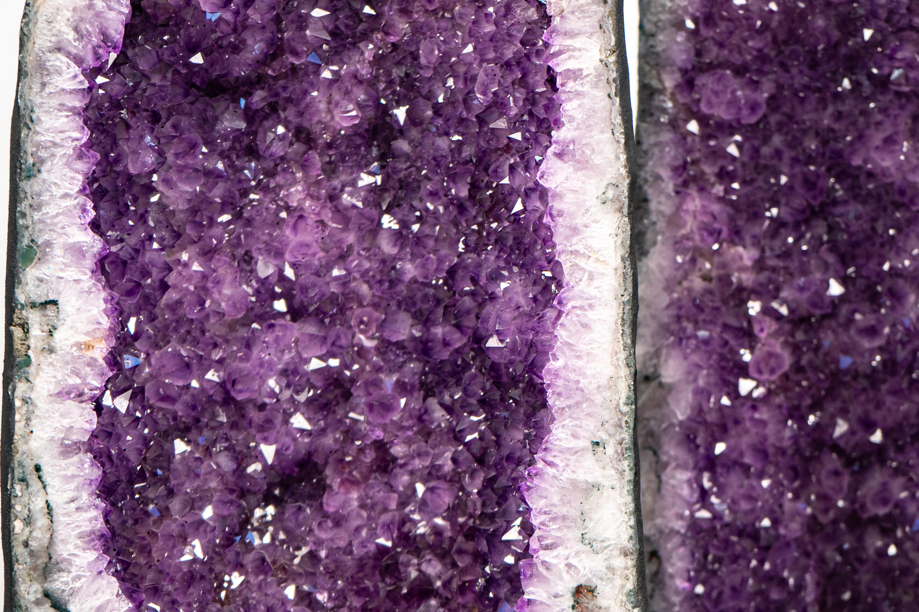 Pair of Natural Galaxy Purple Amethyst Geodes For Sale 2