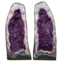 Pair of Natural Galaxy Purple Amethyst Geodes