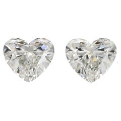 Pair of Natural Heart Brilliant Diamond in 1.17 Carat J SI1, i VS1, GIA Cert