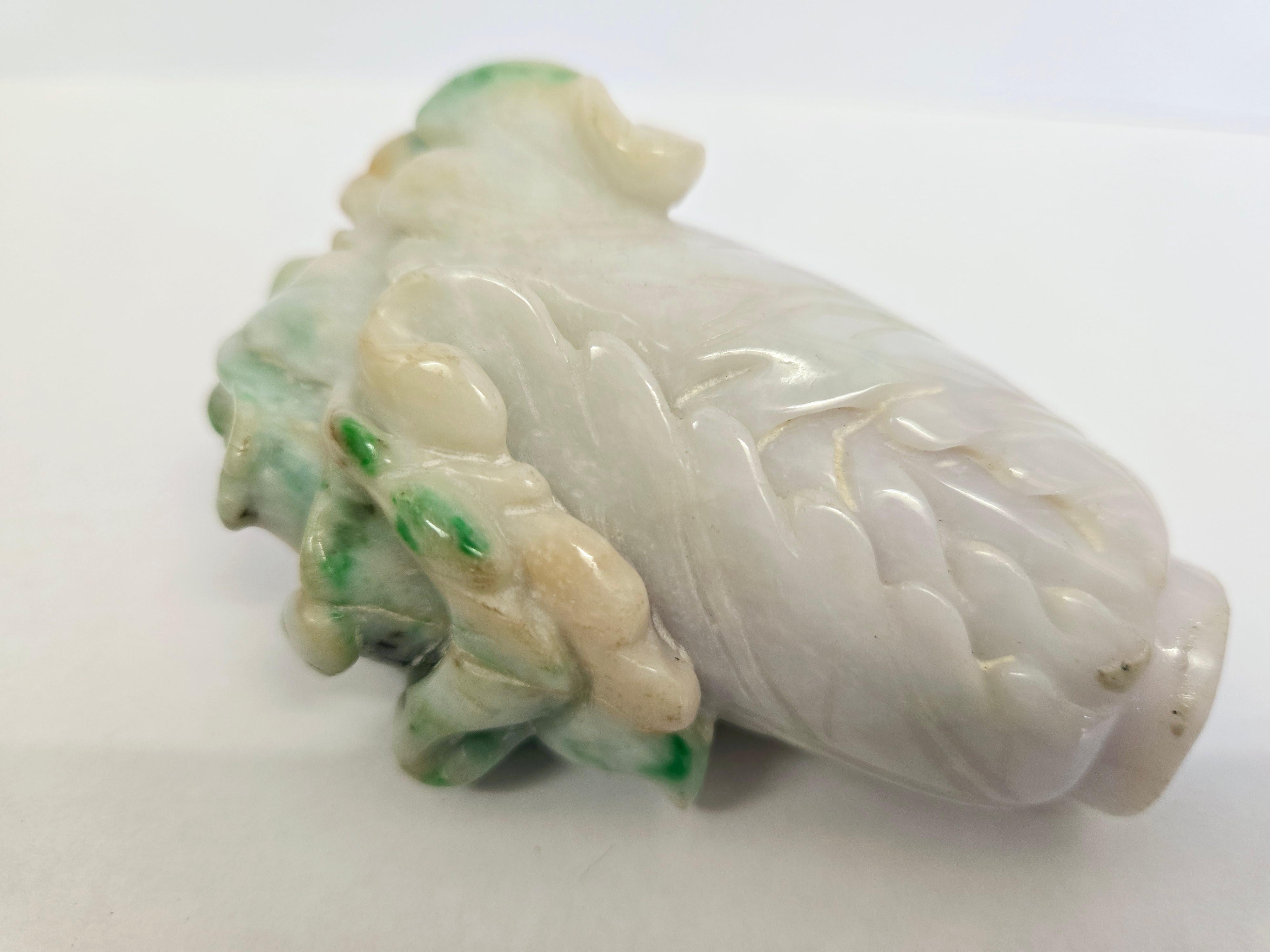 Pair of Natural Jadeite Chinese Cabbage Carvings For Sale 5