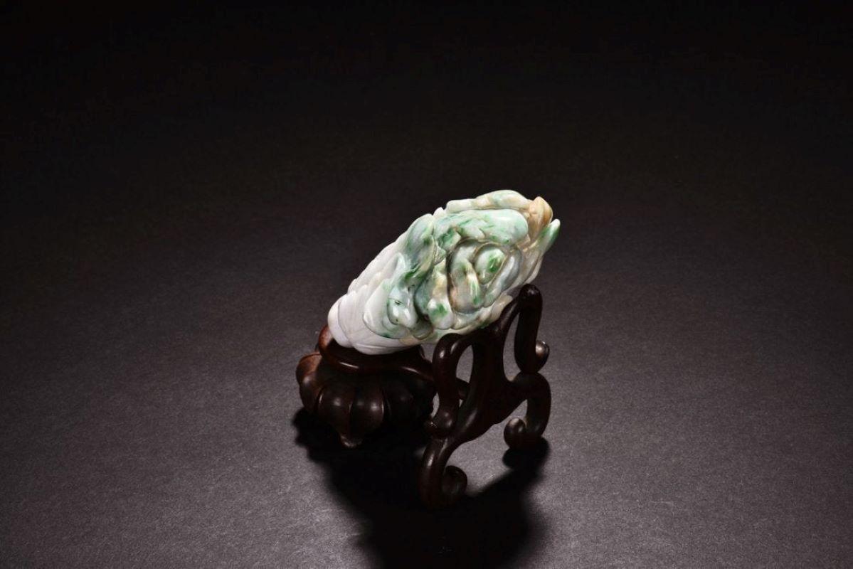 Women's or Men's Pair of Natural Jadeite Chinese Cabbage Carvings For Sale