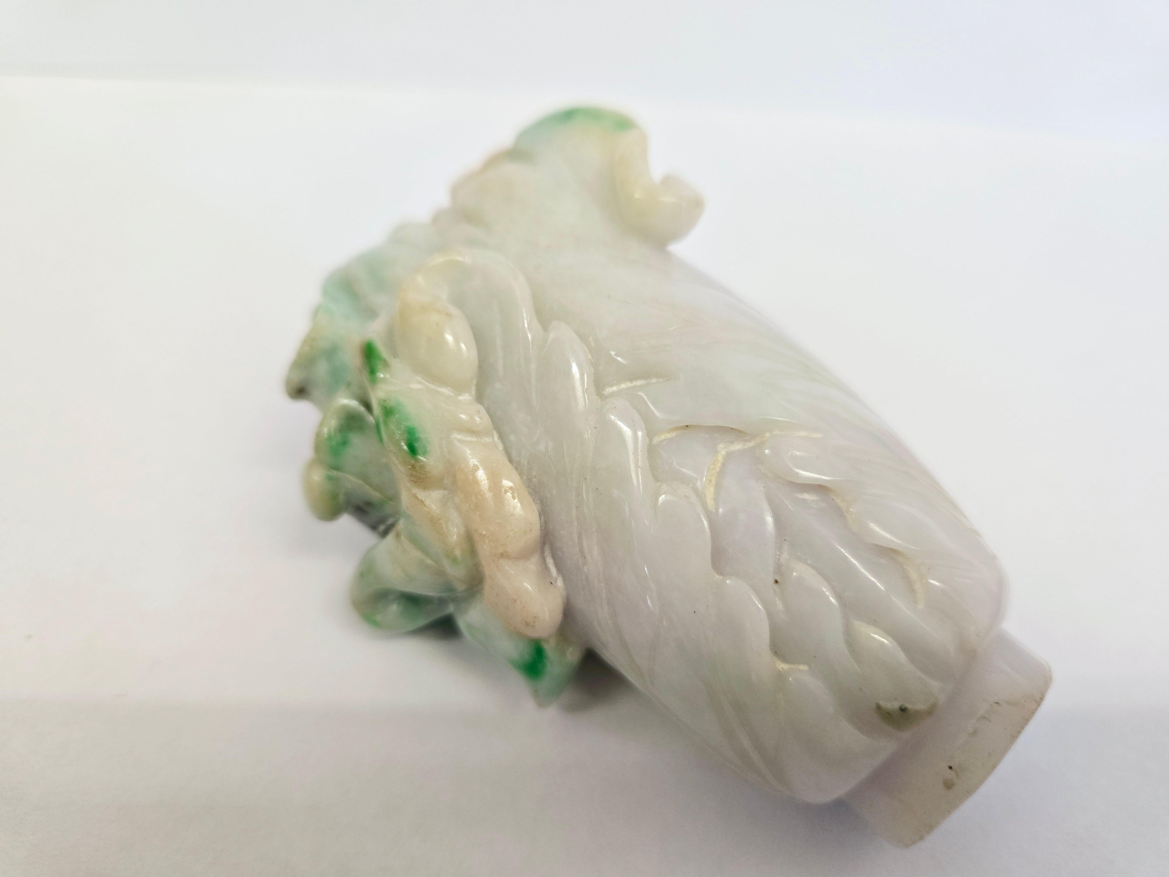 Pair of Natural Jadeite Chinese Cabbage Carvings For Sale 3