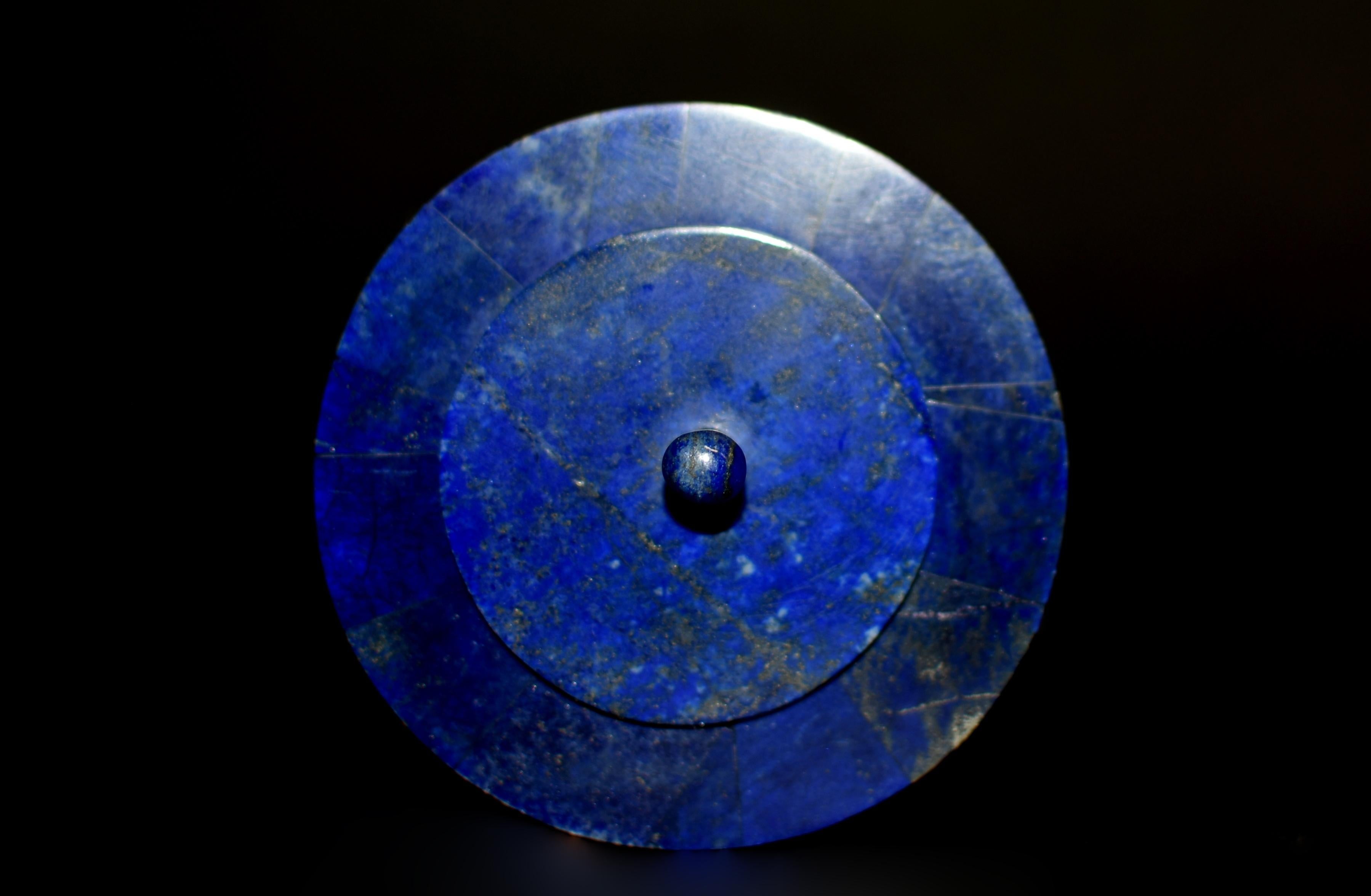 Pair of Natural Lapis Lazuli Round Boxes For Sale 11