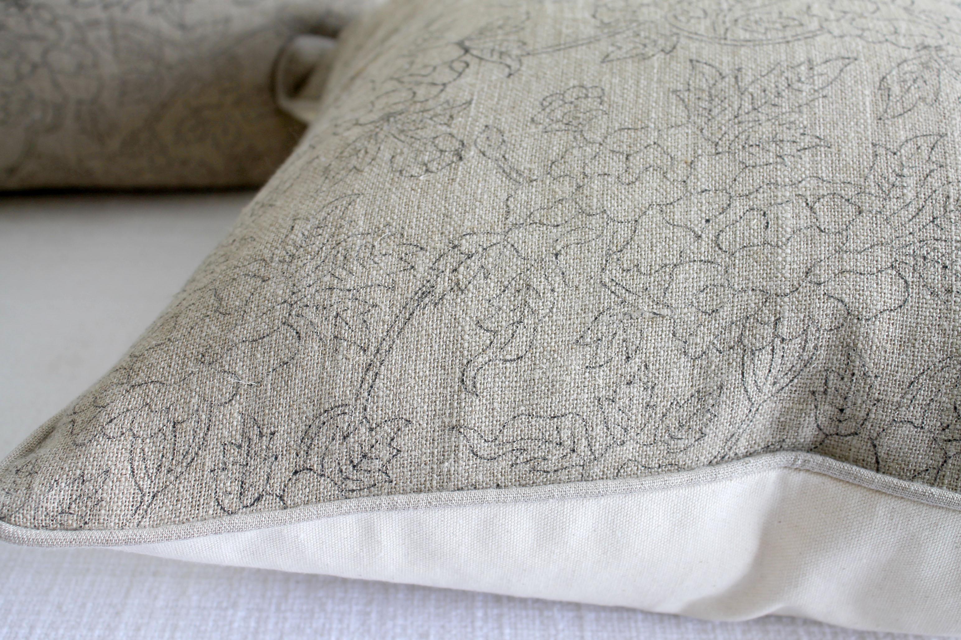 Natural Linen Floral Accent Pillow Covers 1